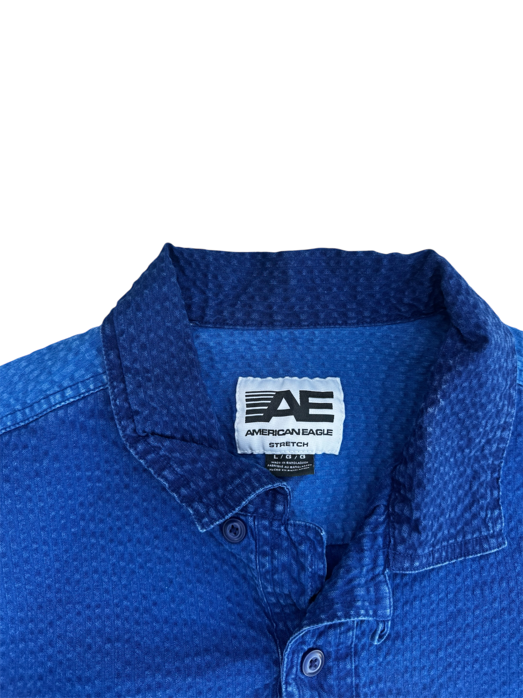 Blue boxy fit ‘denim’ collared shirt