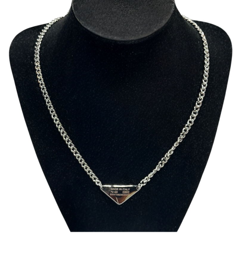 ‘Prada’ logo charm necklace