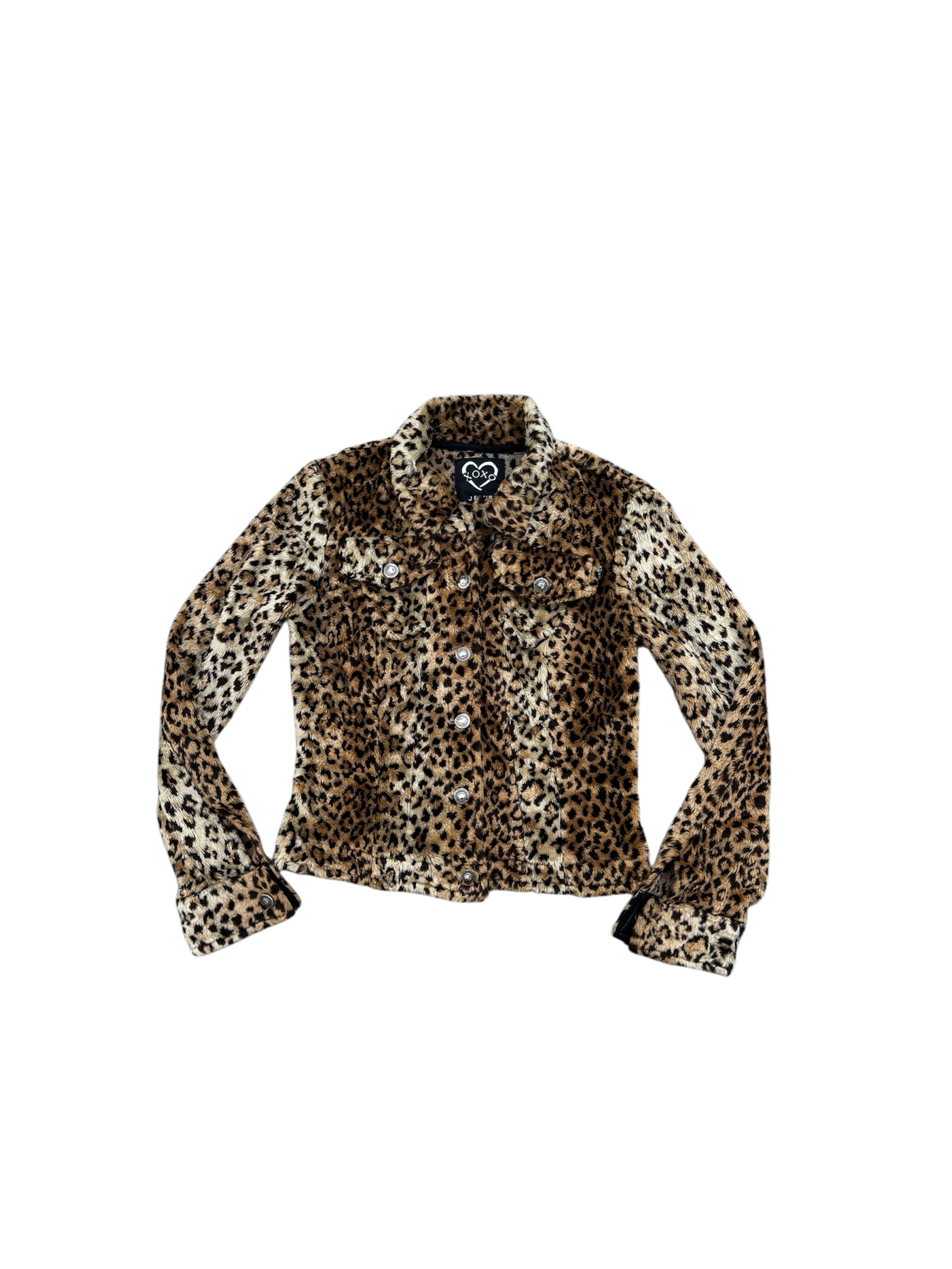 Fluffy Cheetah Print Button-Up Jacket