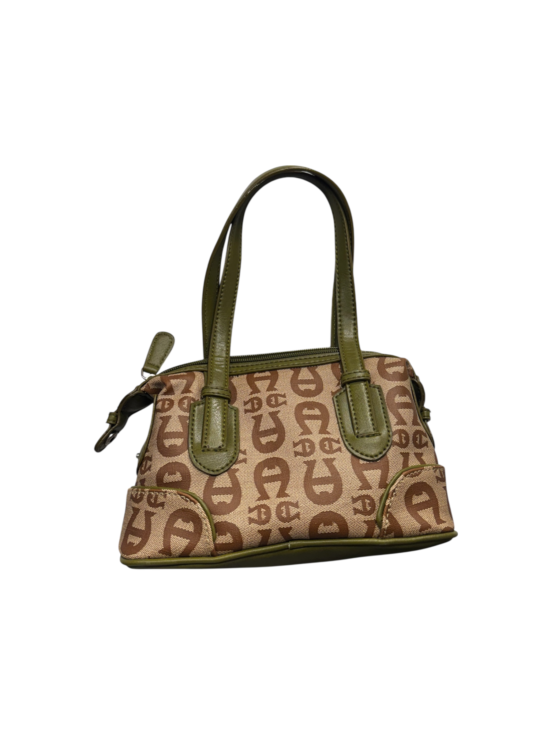 Vintage Etienne Aigner brown & green monogram mini bag