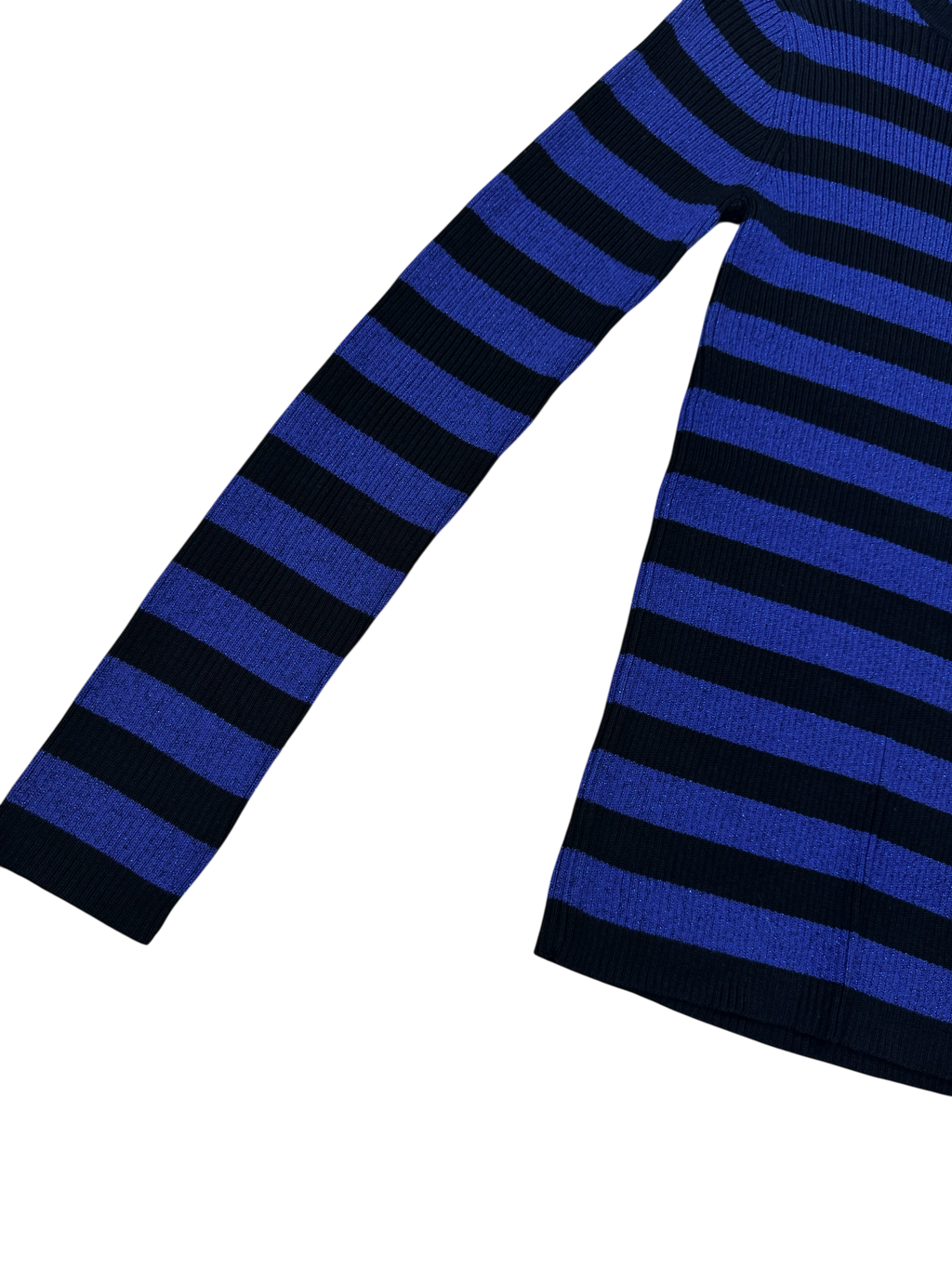 Black & blue sparkly striped turtleneck sweater