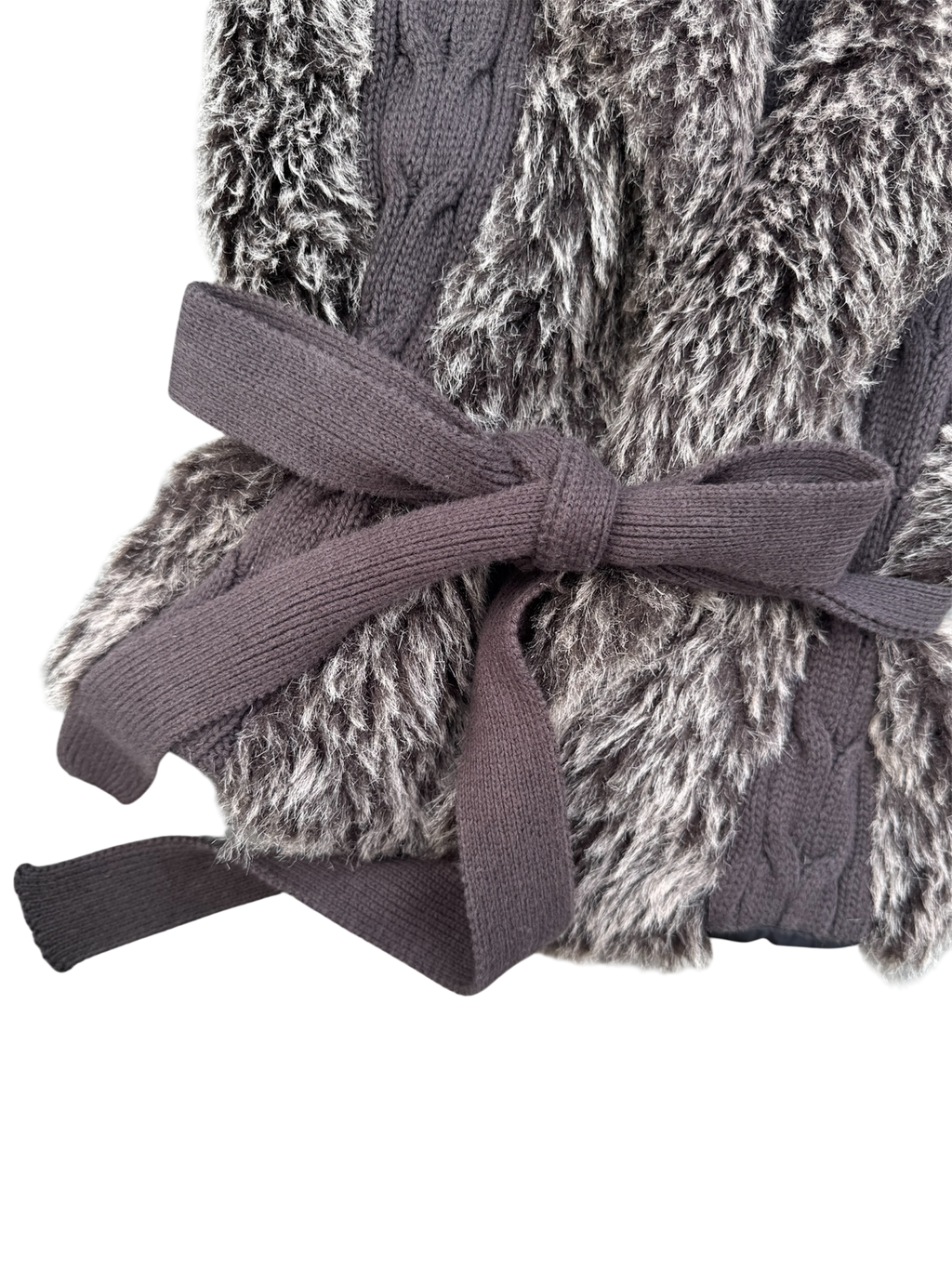 Brown y2k faux trim knit vest