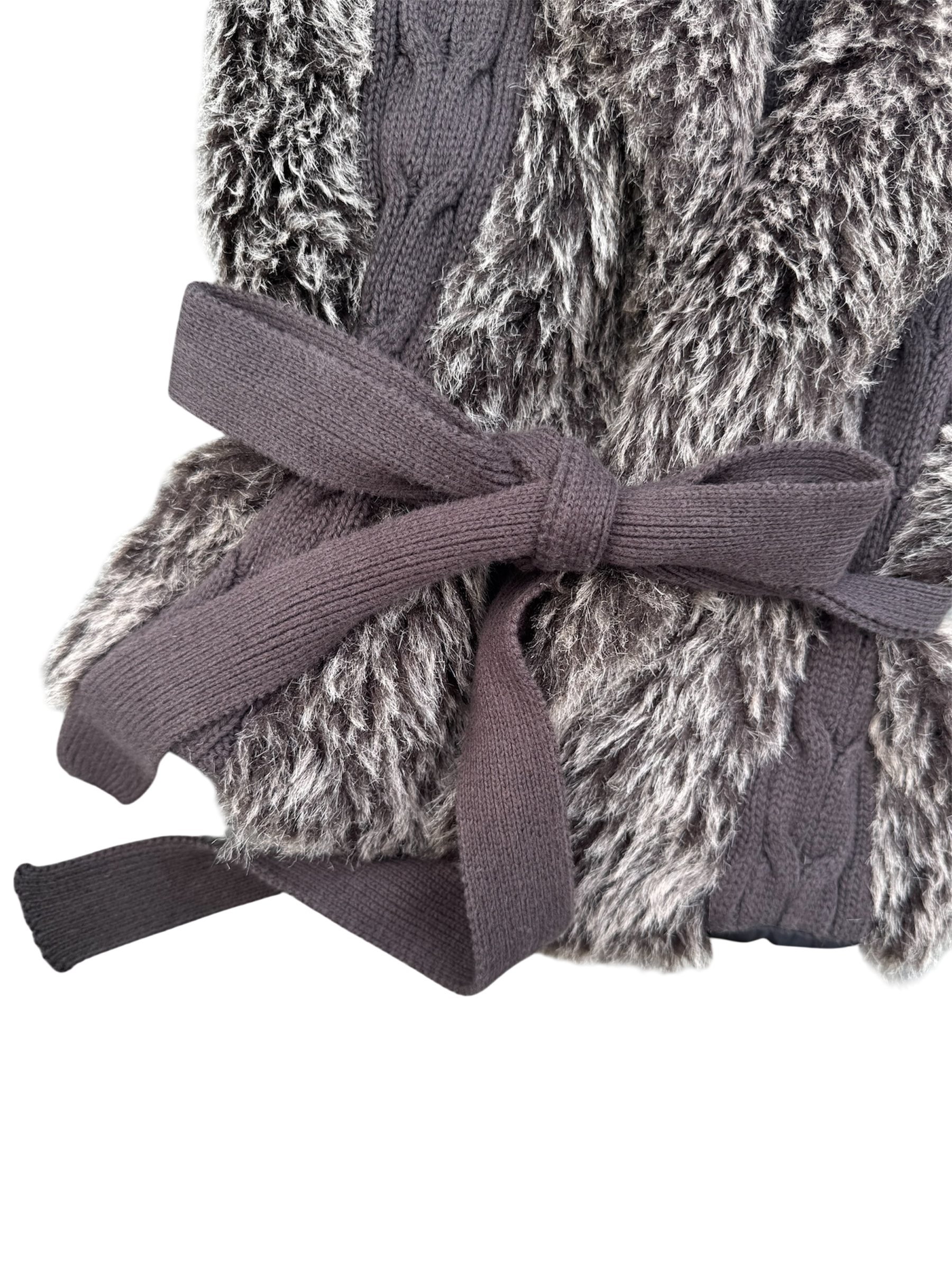 Brown y2k faux trim knit vest