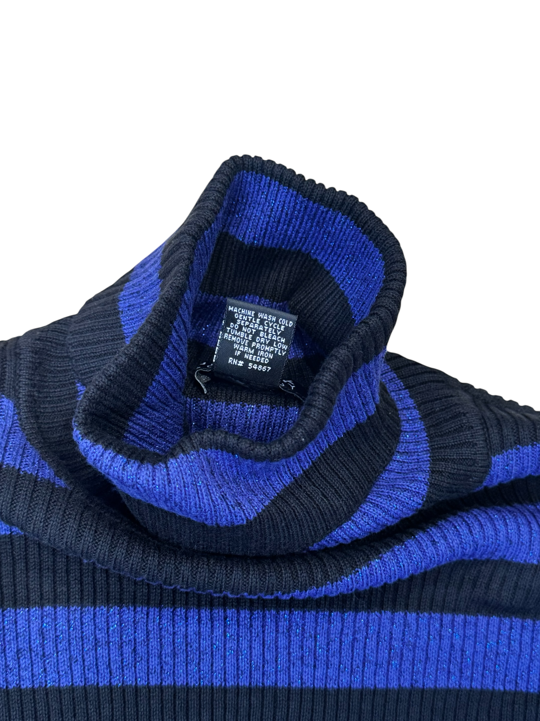 Black & blue sparkly striped turtleneck sweater