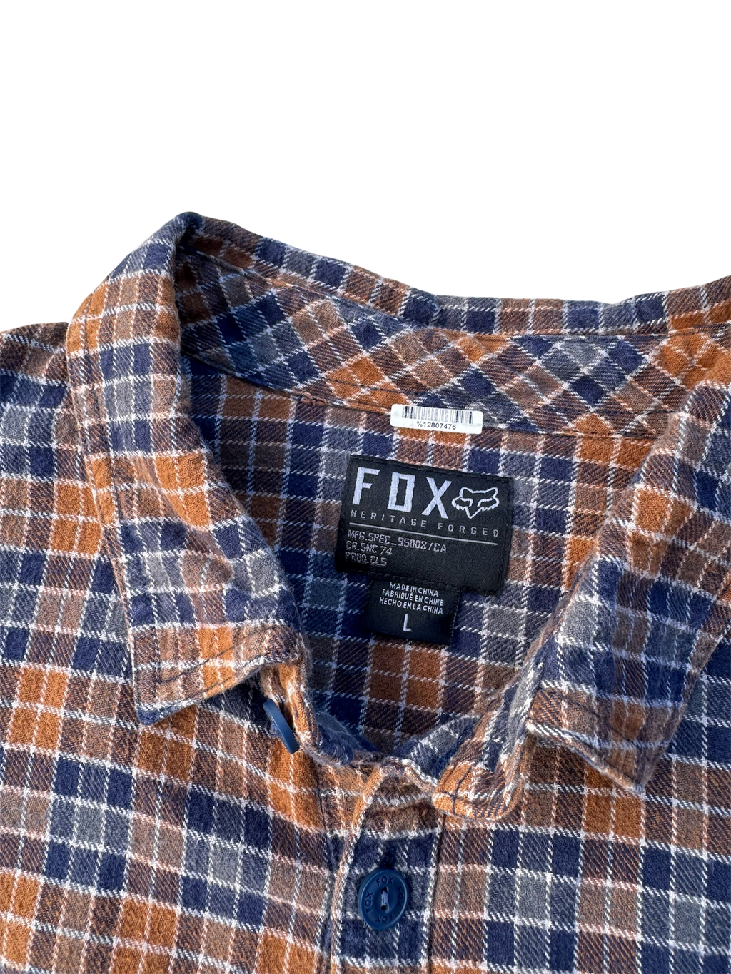Vintage orange & blue FOX flannel shirt
