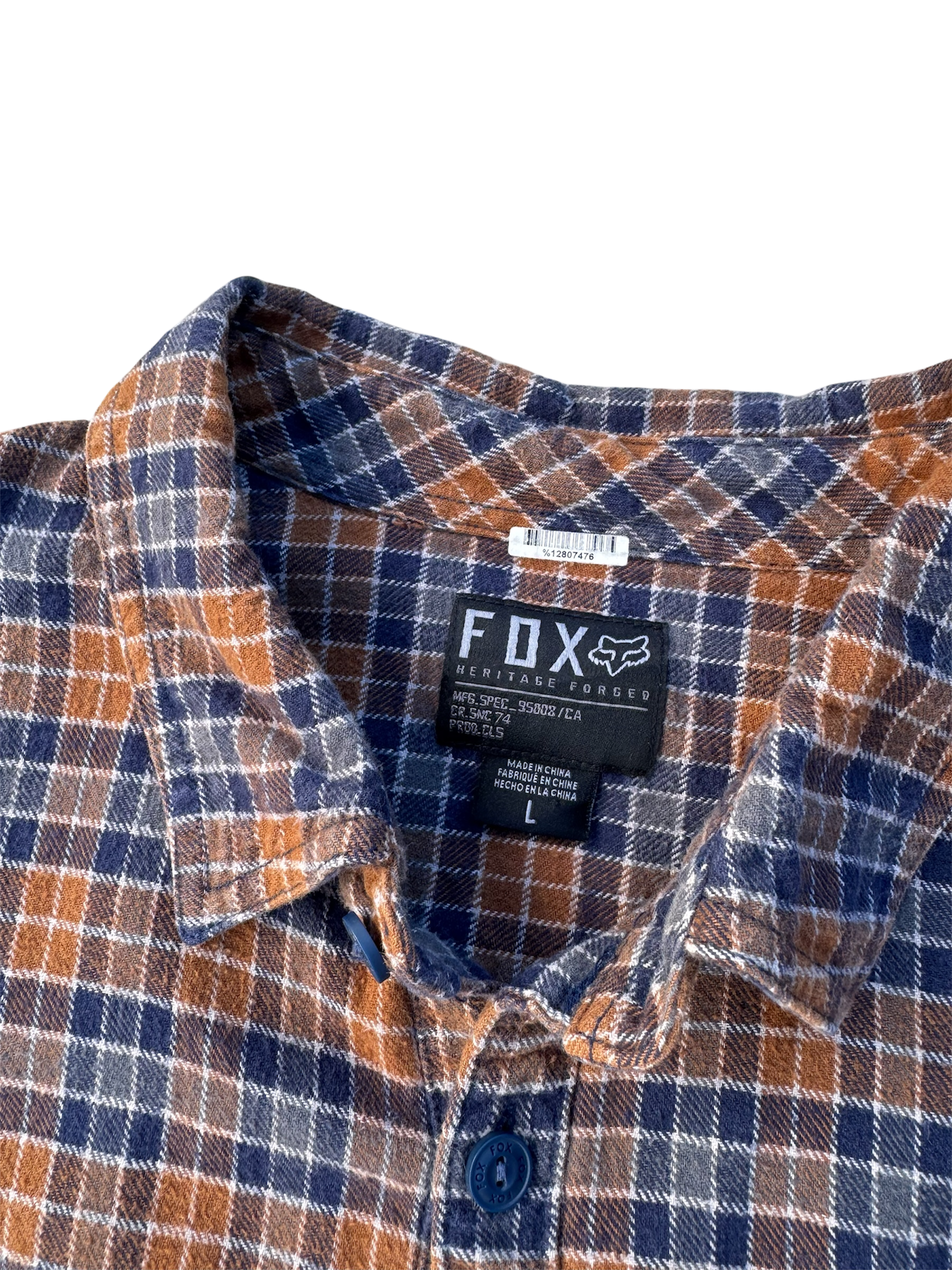 Vintage orange & blue FOX flannel shirt
