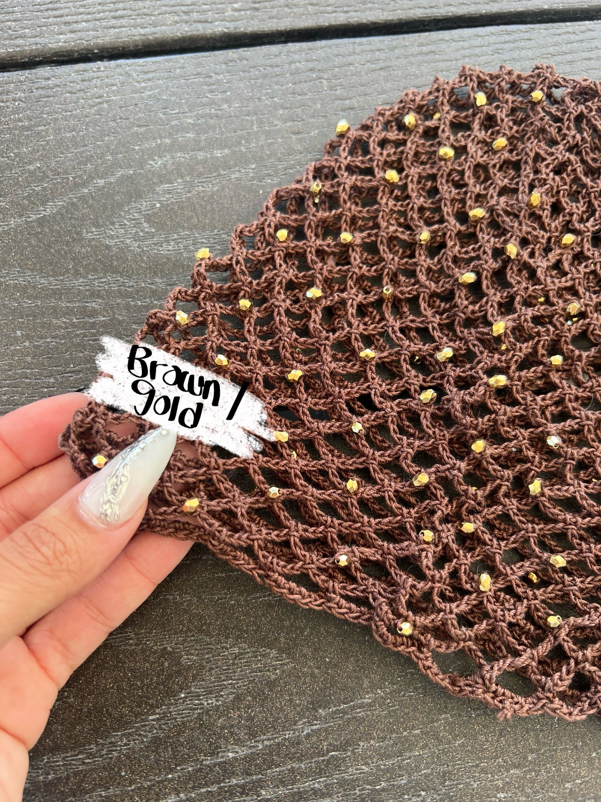 Crochet beaded fishnet skull caps