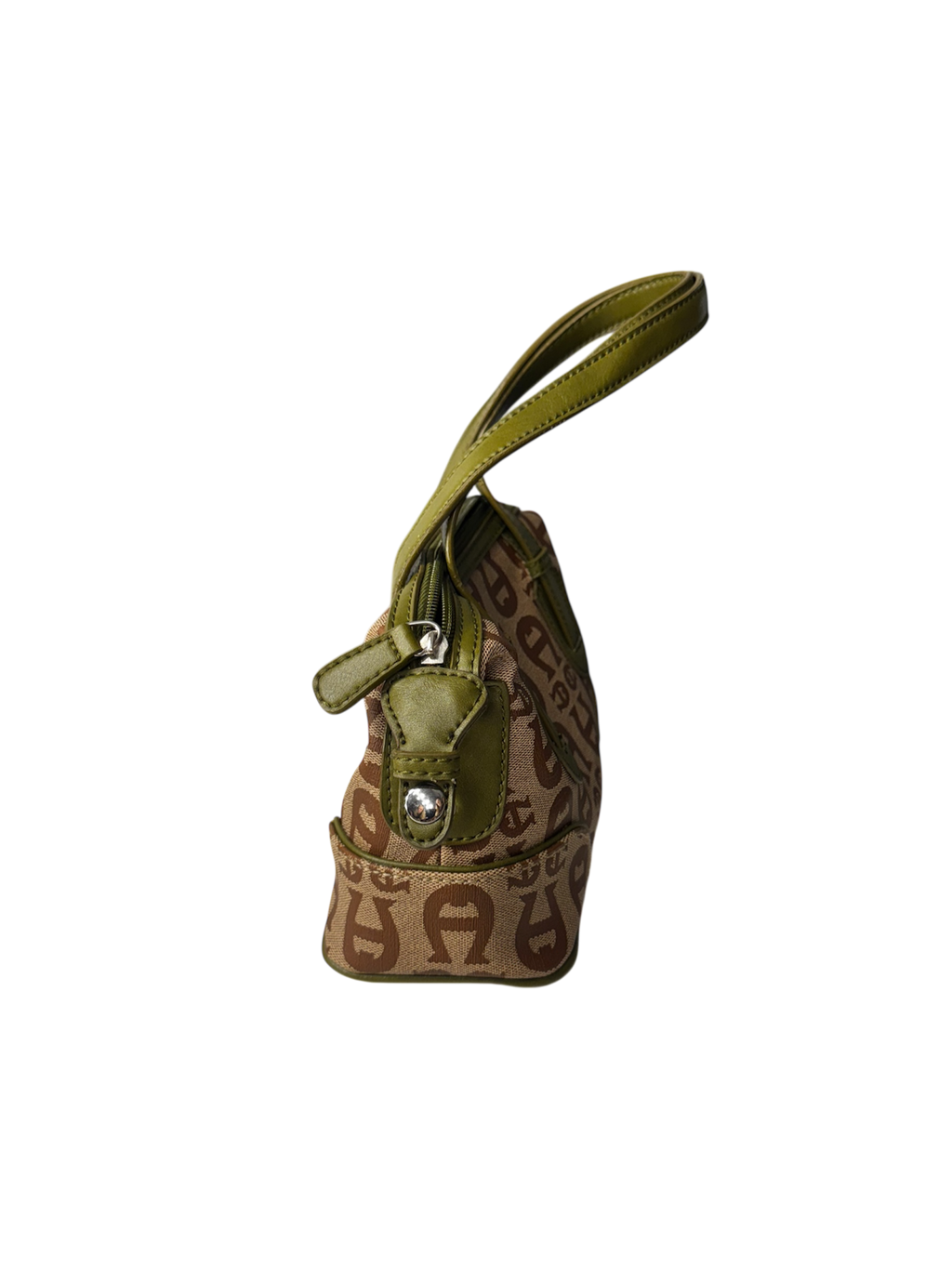 Vintage Etienne Aigner brown & green monogram mini bag