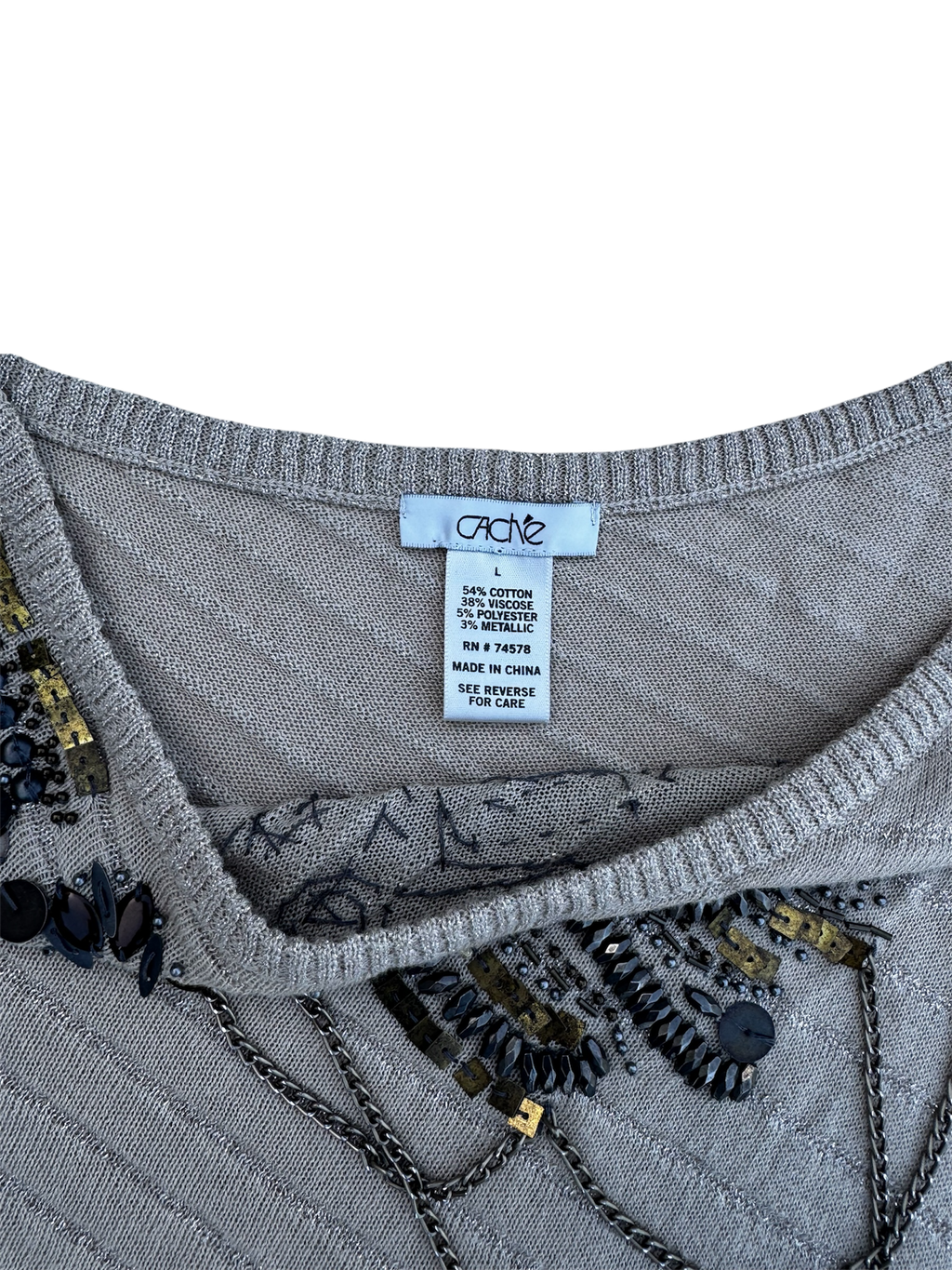 Metallic gold chain detail shawl / poncho