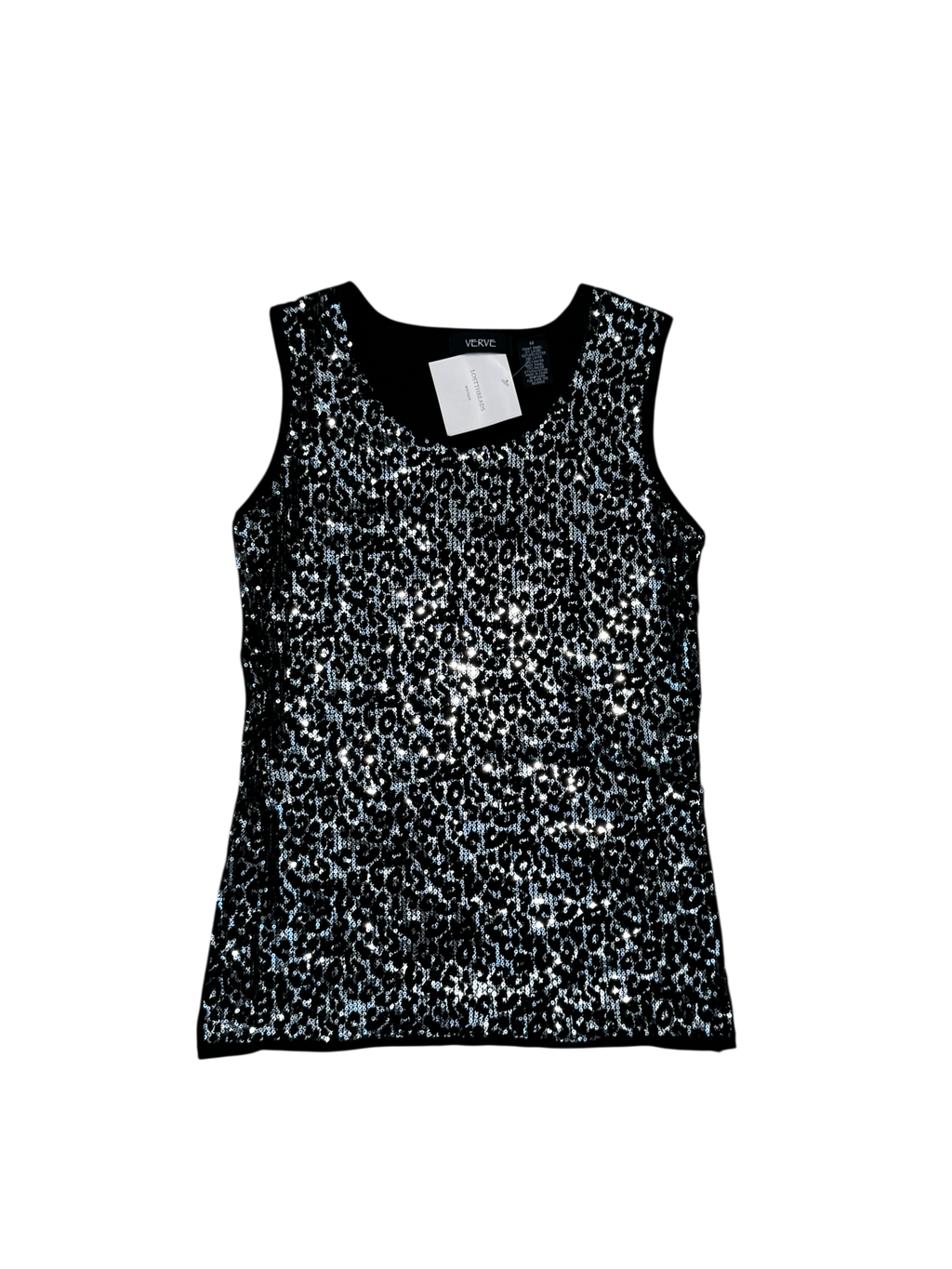 Black & silver sequin cheetah print tank top