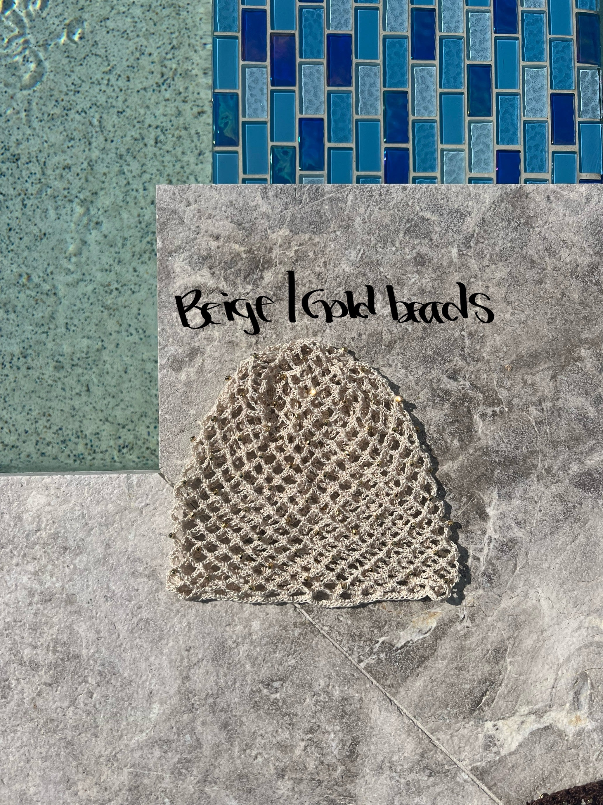 Crochet beaded fishnet skull caps