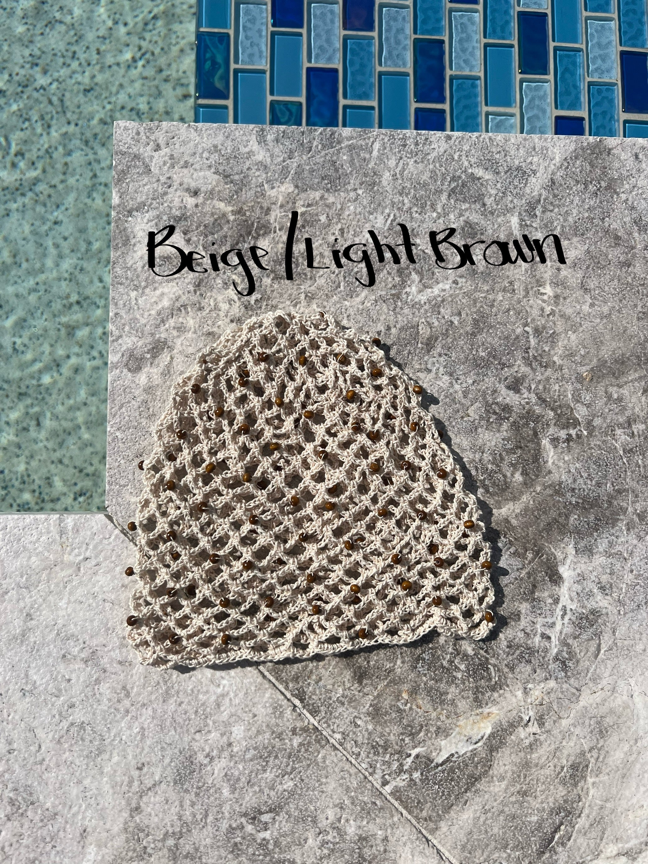 Crochet beaded fishnet skull caps