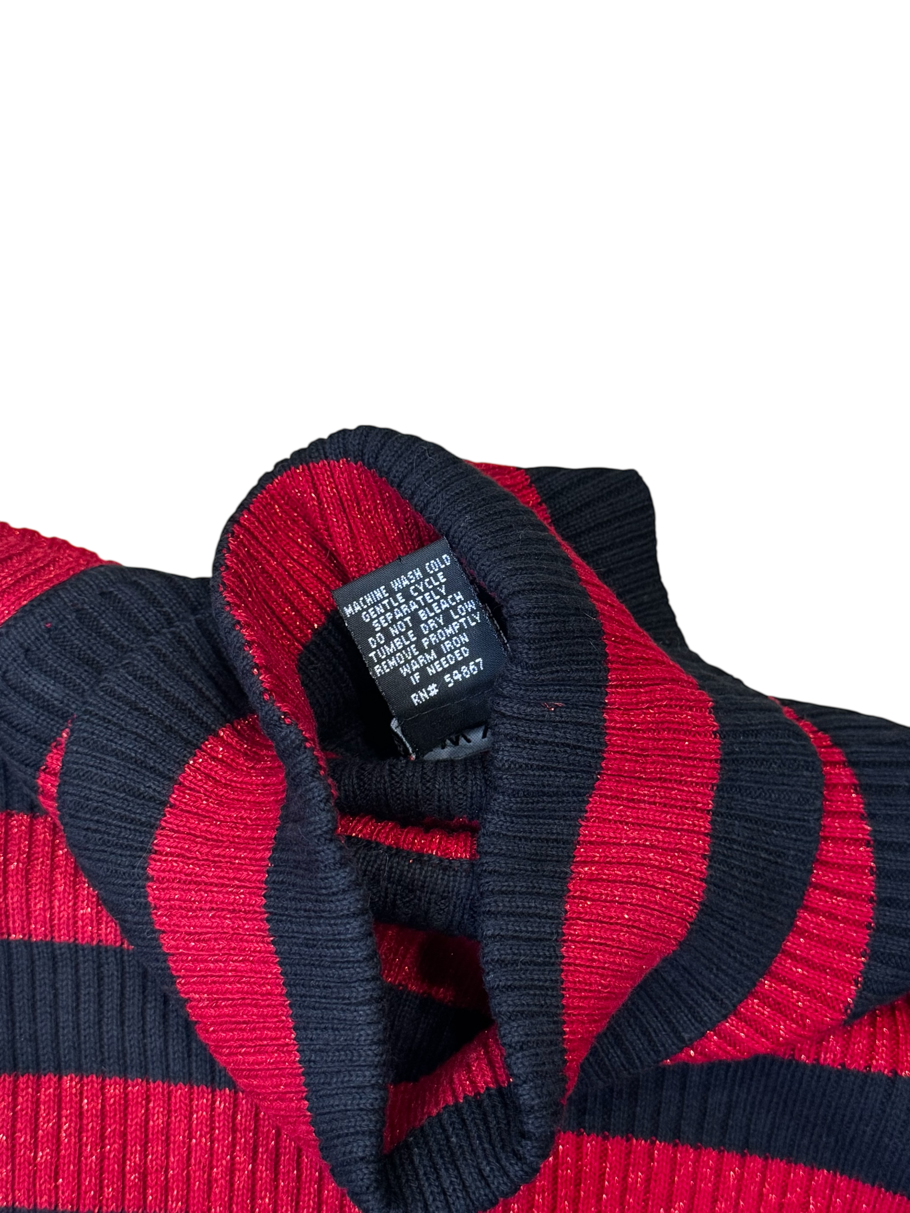 Black & blue sparkly striped turtleneck sweater