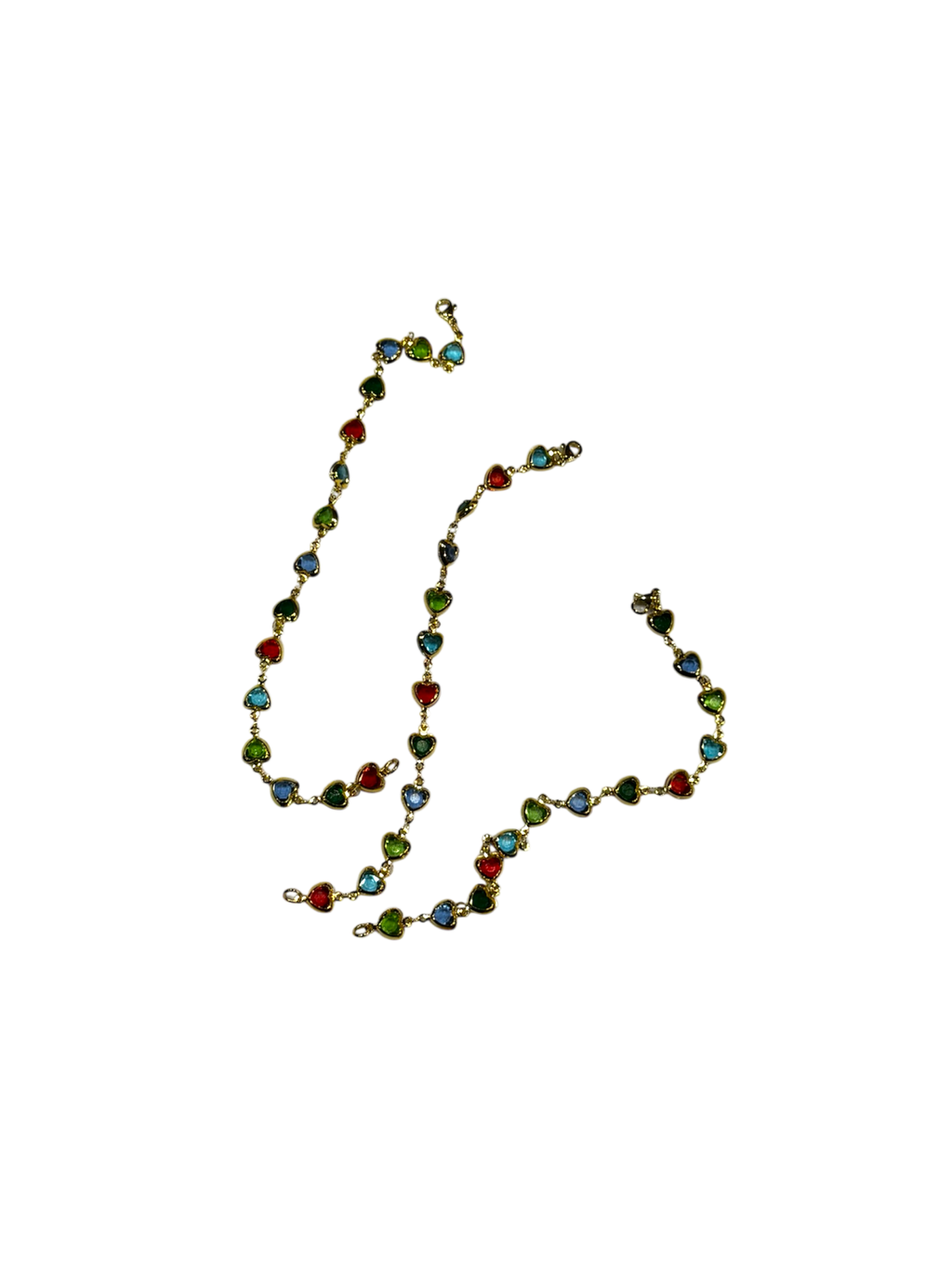 Colorful hearts gold chain bracelet