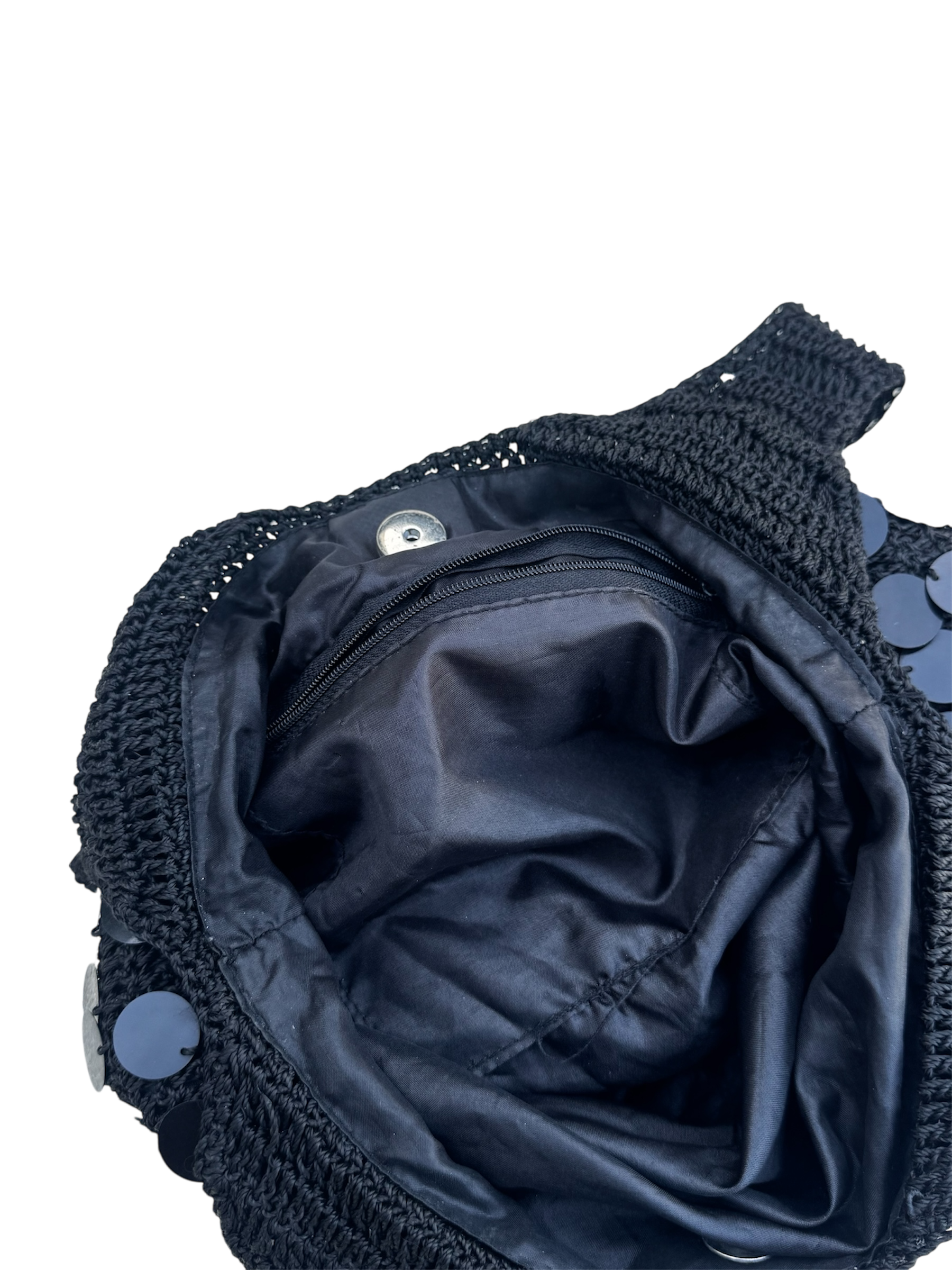 Black knit sequin bag