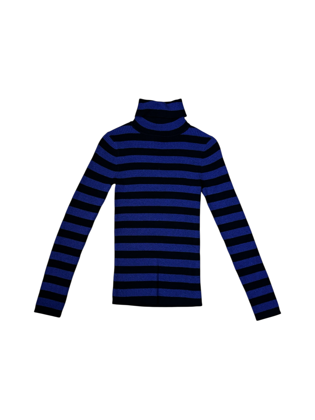Black & blue sparkly striped turtleneck sweater