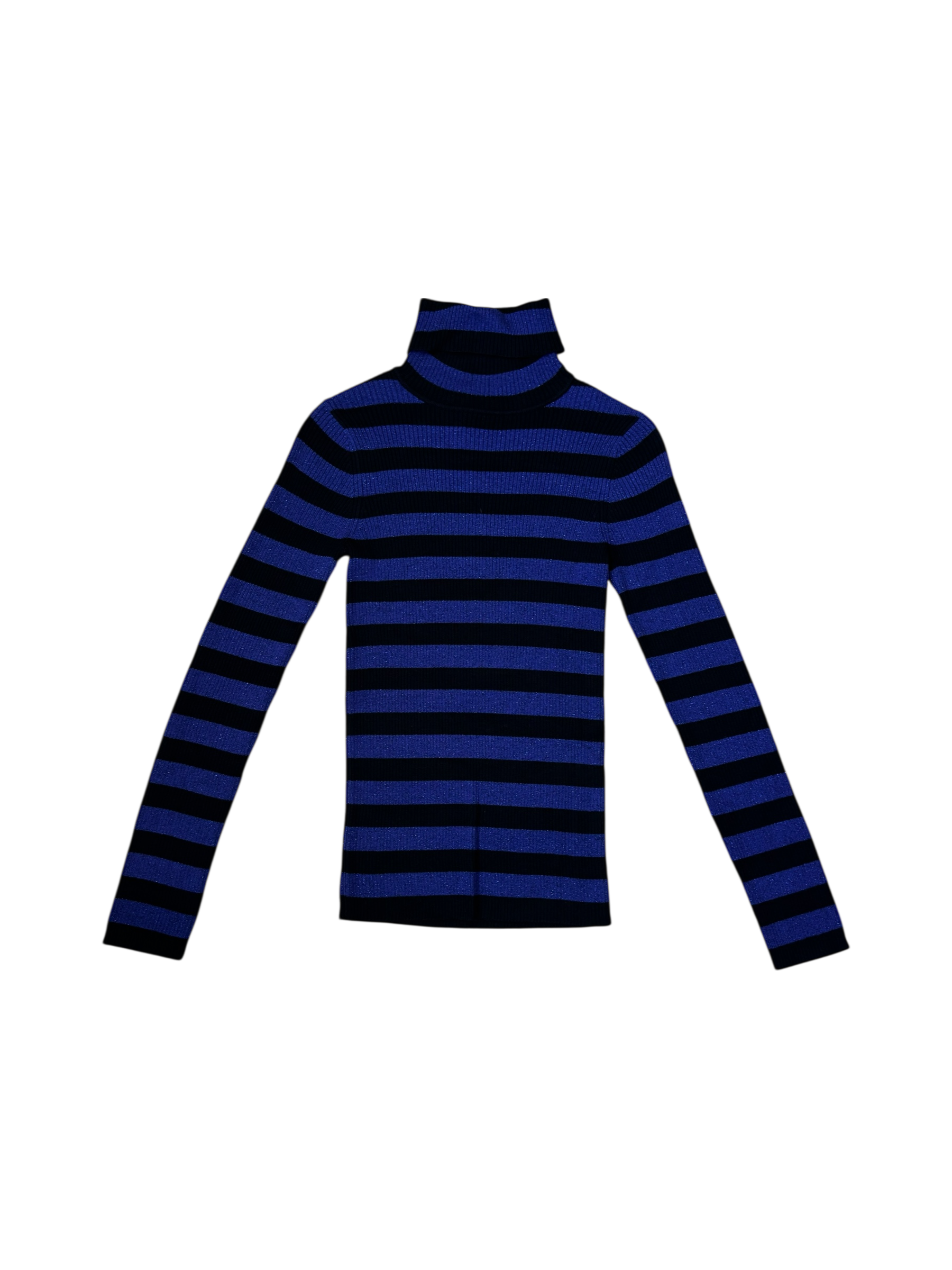 Black & blue sparkly striped turtleneck sweater