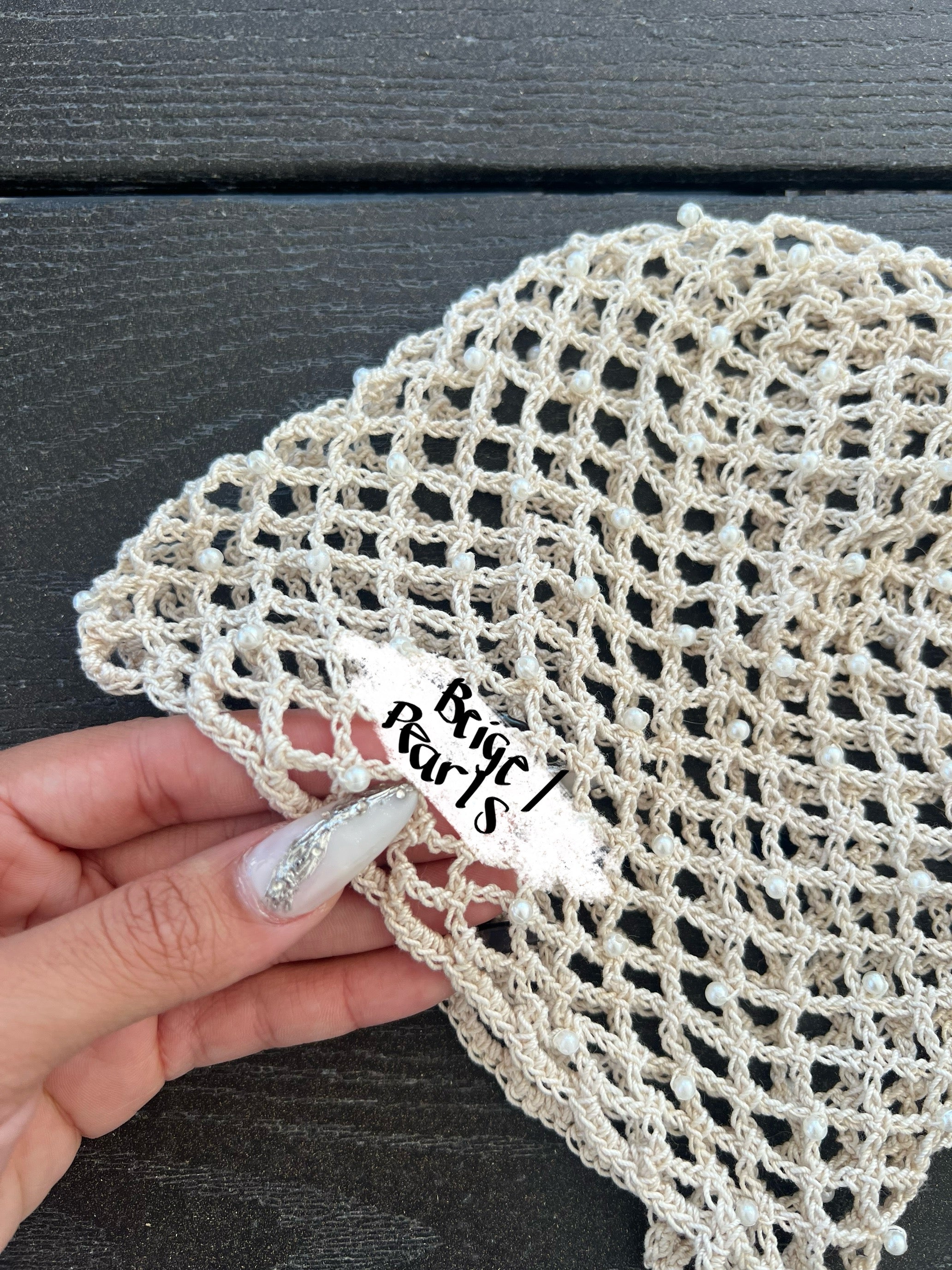 Crochet beaded fishnet skull caps