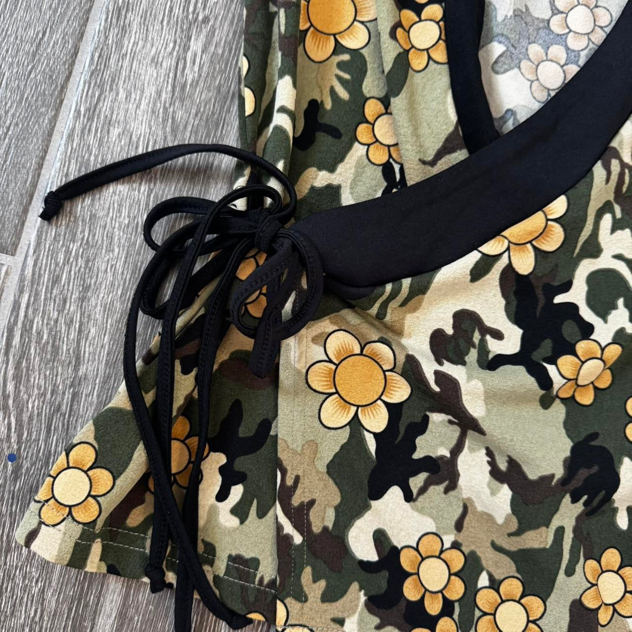 Vintage floral camo wrap blouse