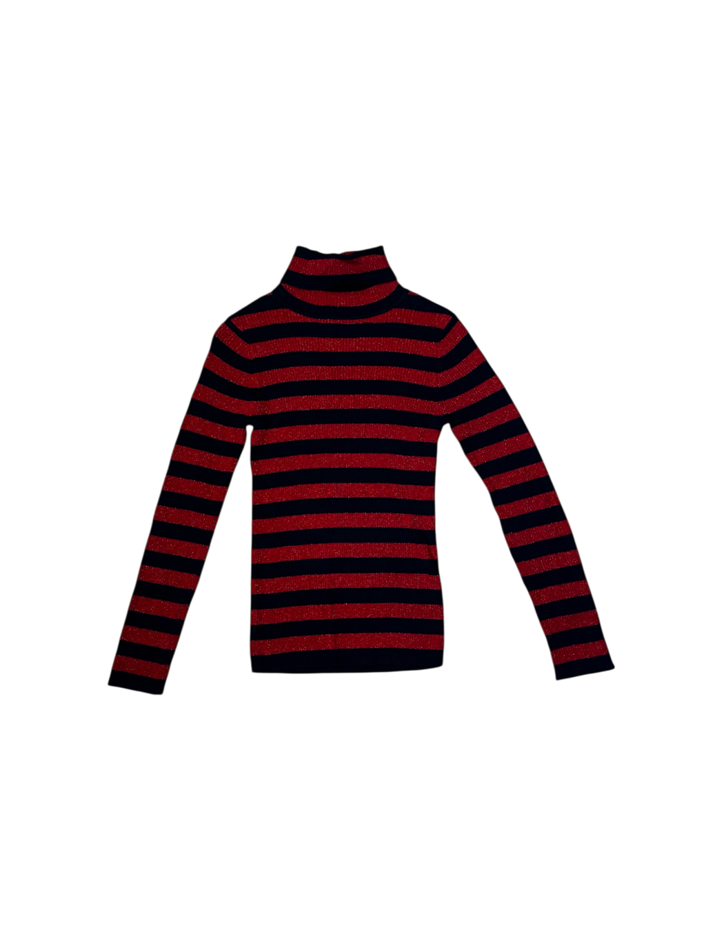 Black & blue sparkly striped turtleneck sweater