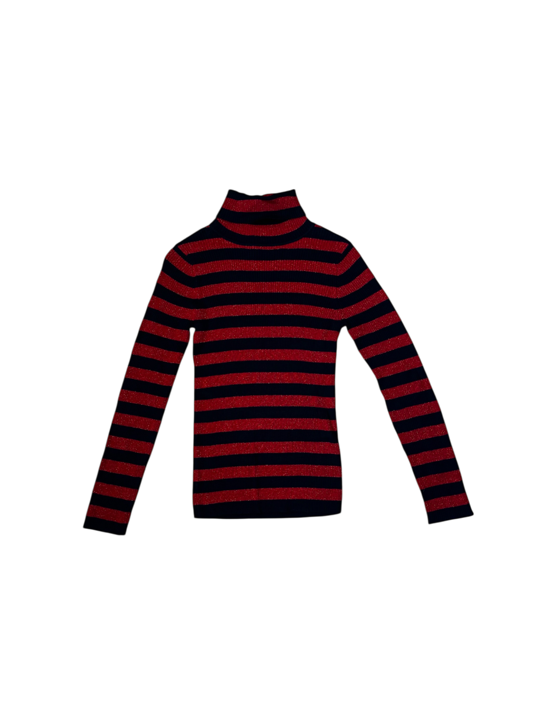 Black & blue sparkly striped turtleneck sweater