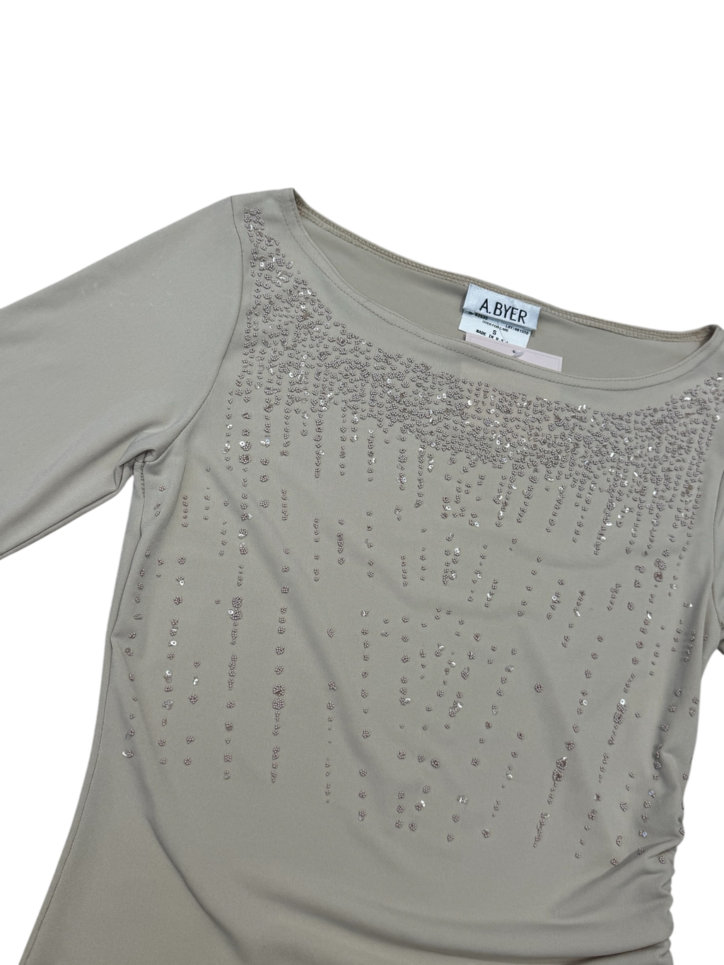 Beige beaded y2k top