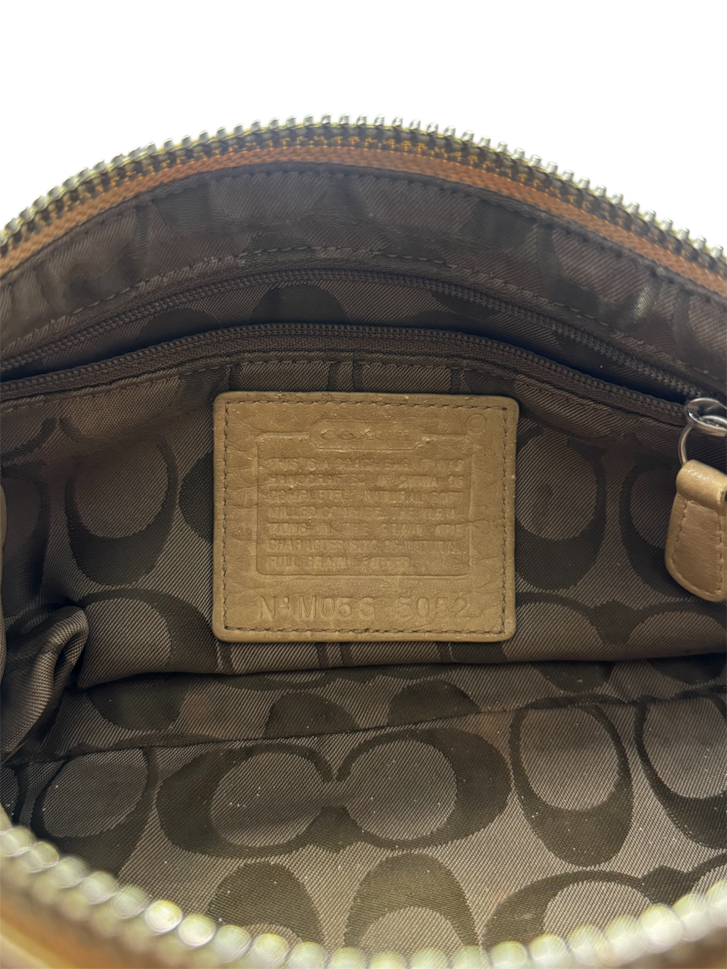 Beige nude brown leather vintage coach shoulder bag