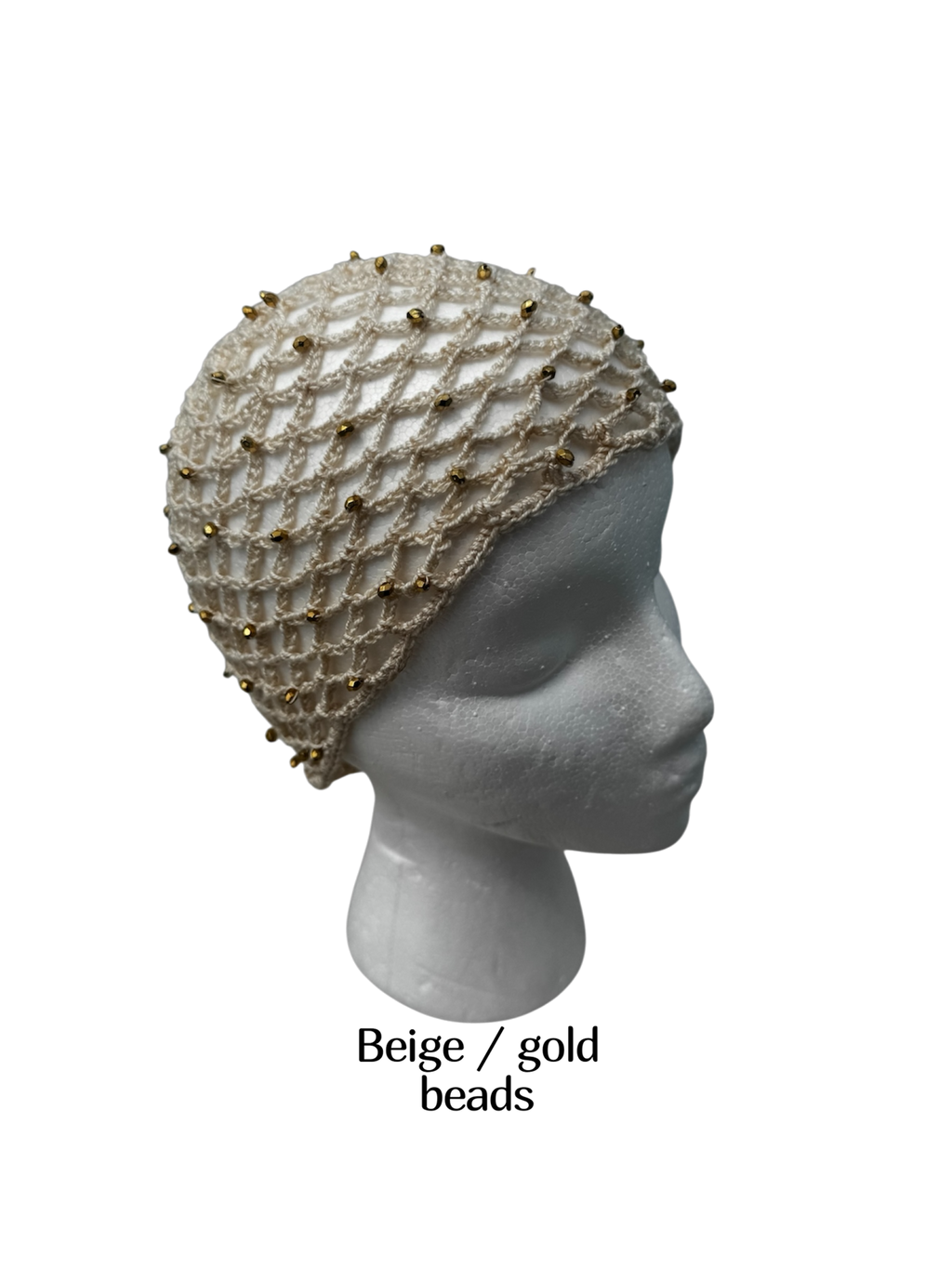 Crochet beaded fishnet skull caps