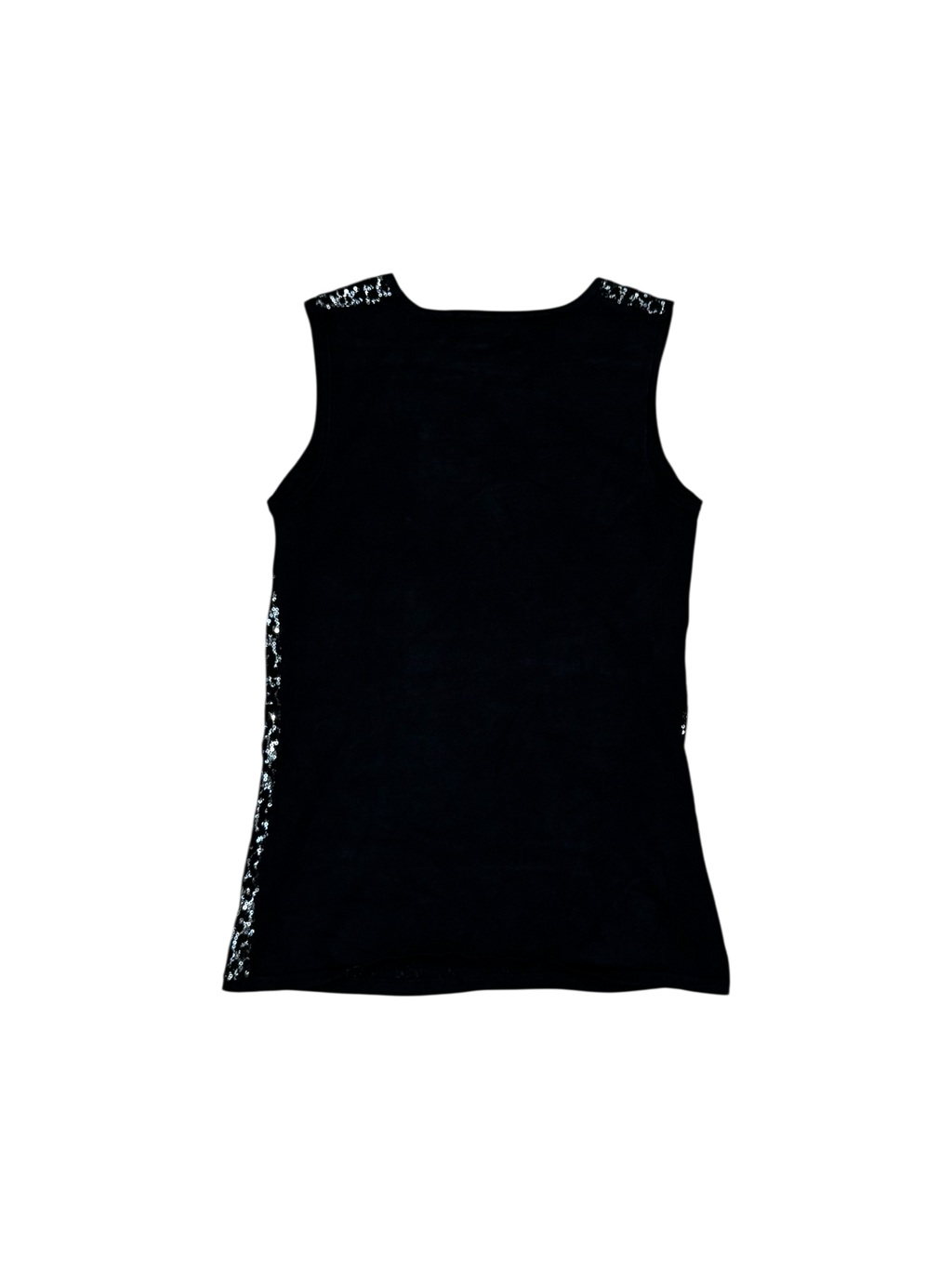 Black & silver sequin cheetah print tank top