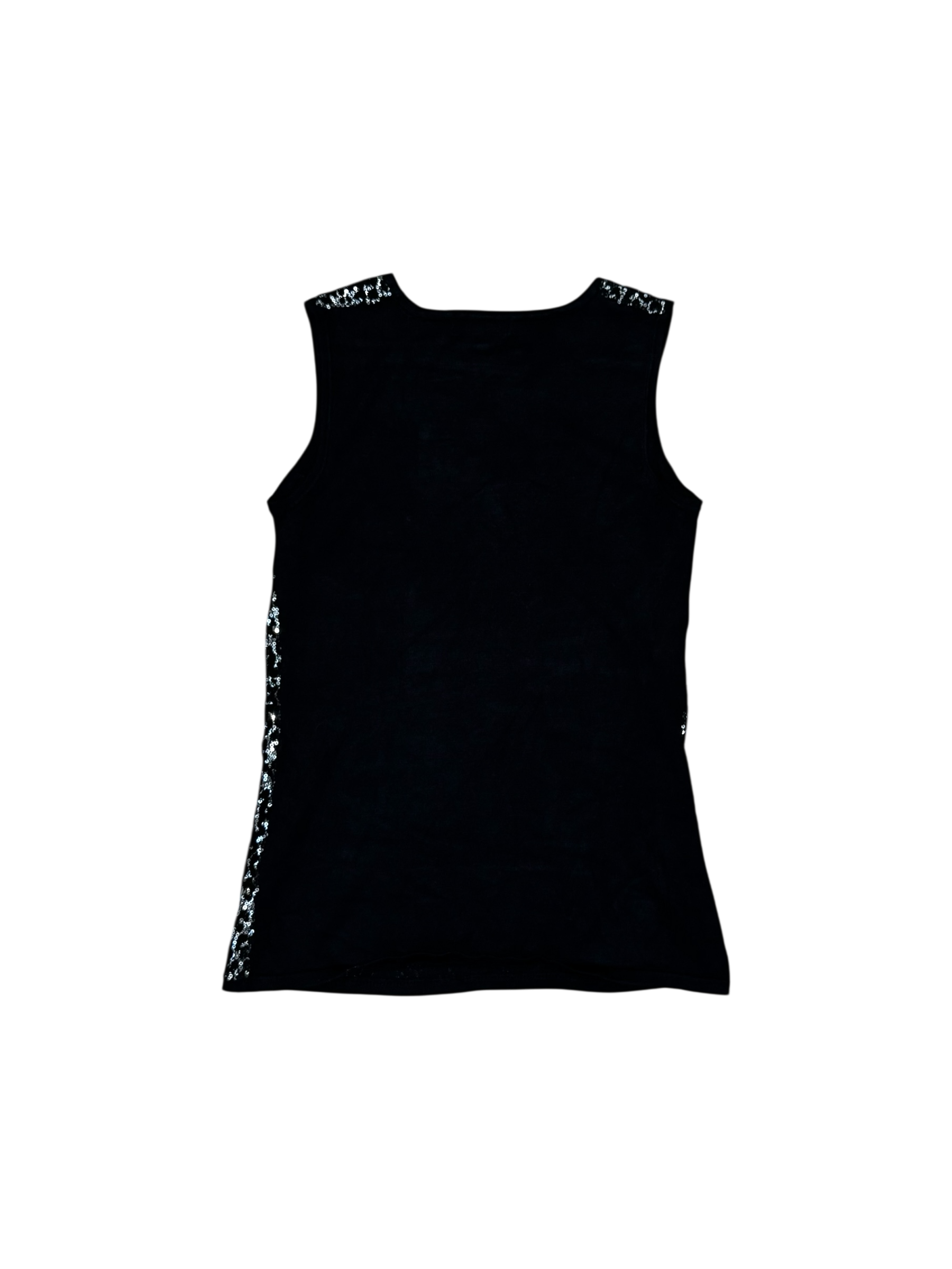 Black & silver sequin cheetah print tank top