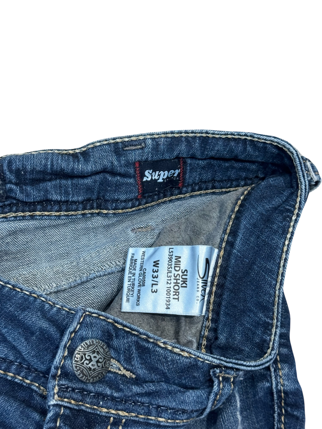 ‘Silver’ distressed denim jorts