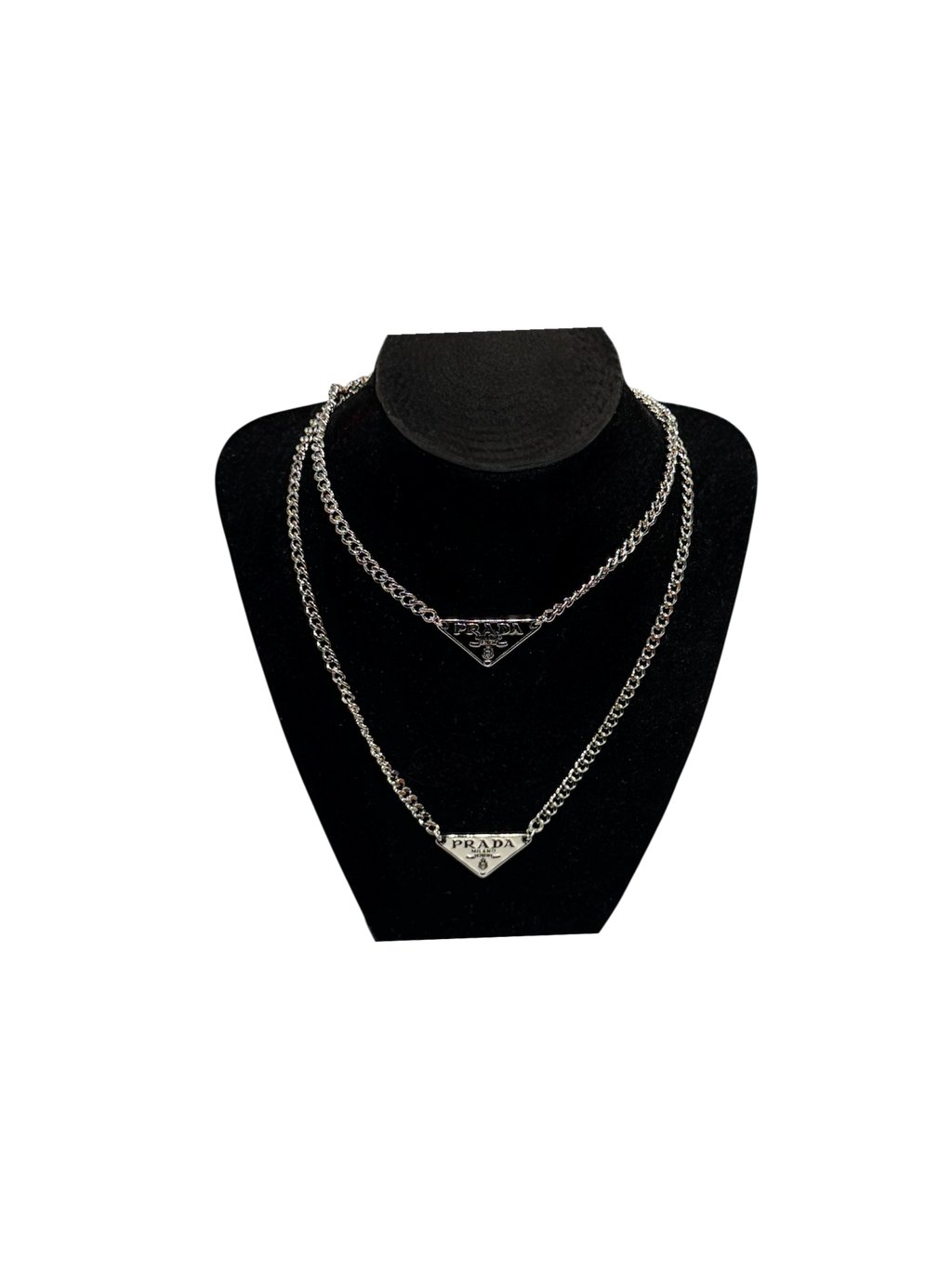 ‘Prada’ logo charm necklace