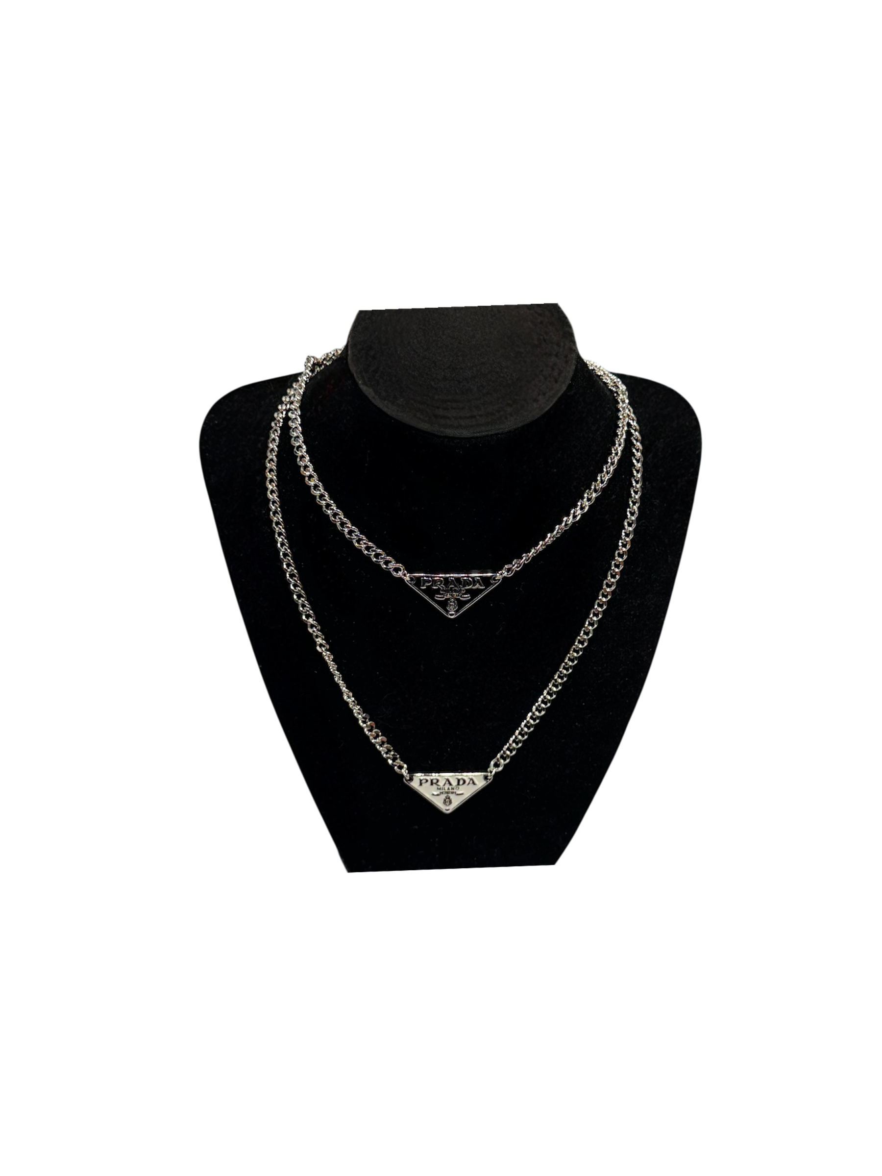 ‘Prada’ logo charm necklace