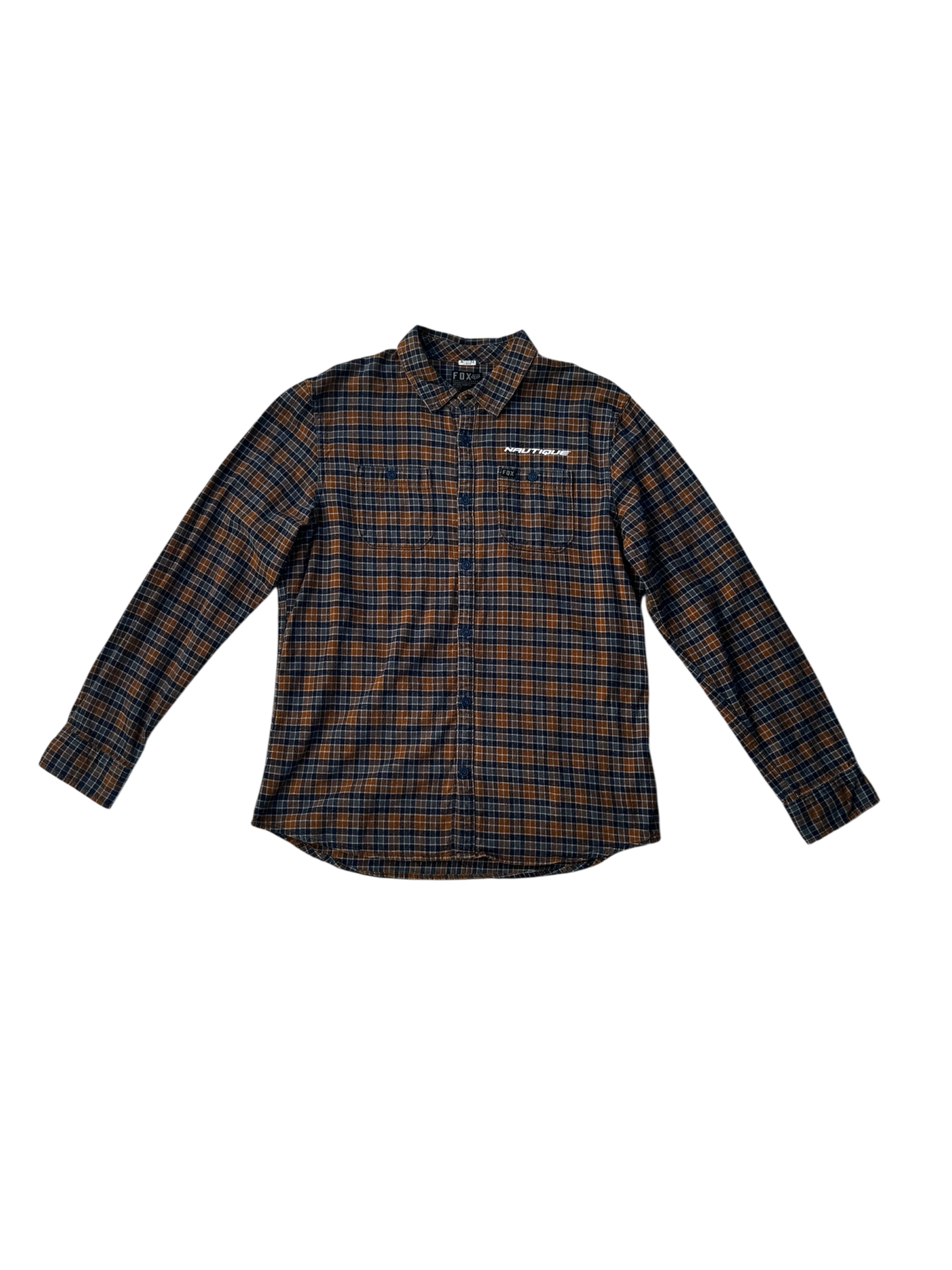 Vintage orange & blue FOX flannel shirt