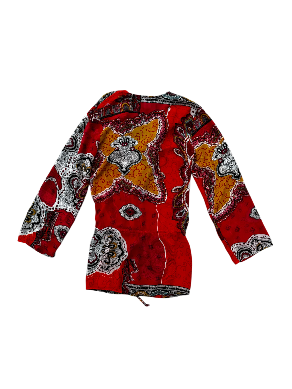 orange beaded sheer blouse