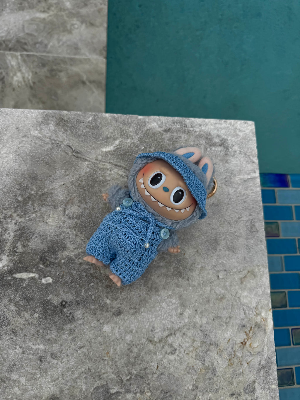 baby blue overalls & sun hat set