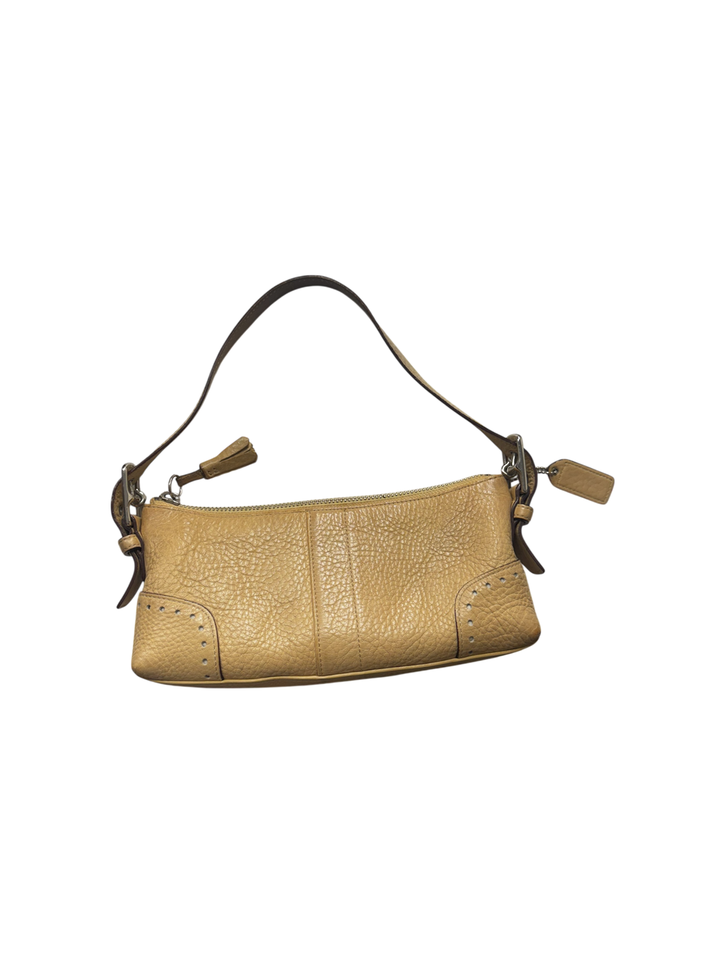 Beige nude brown leather vintage coach shoulder bag