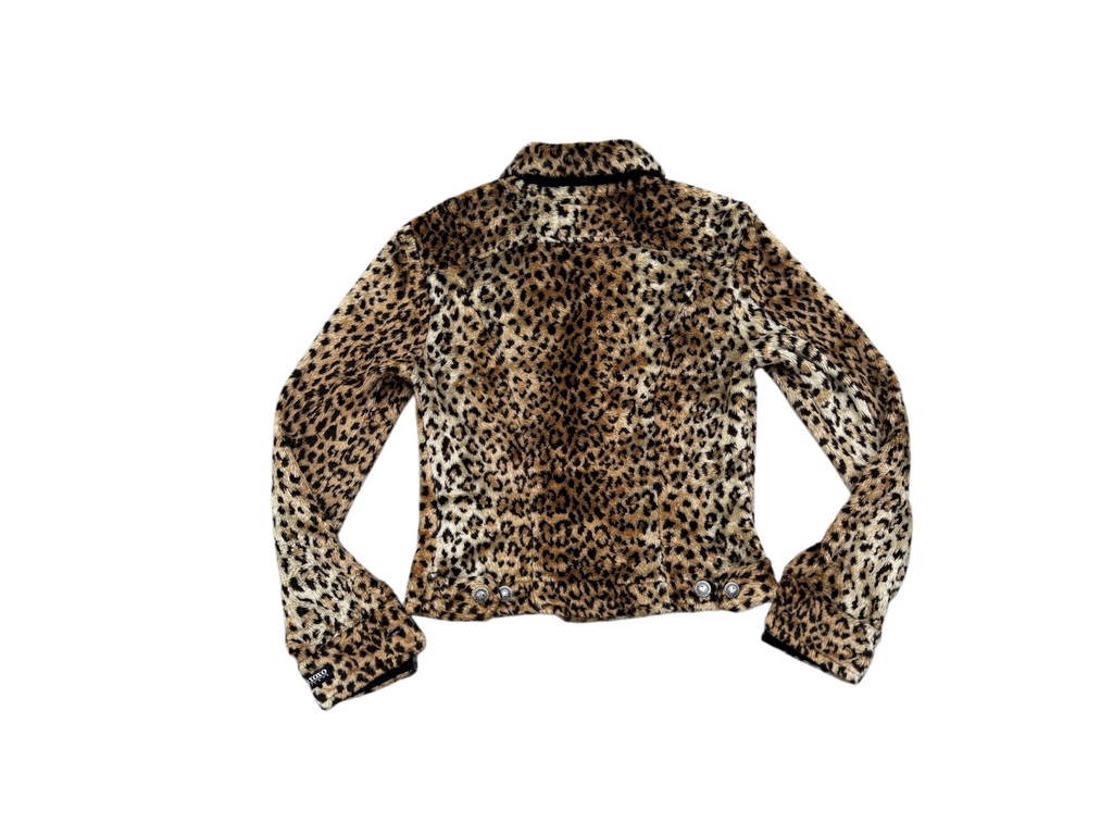 Fluffy Cheetah Print Button-Up Jacket
