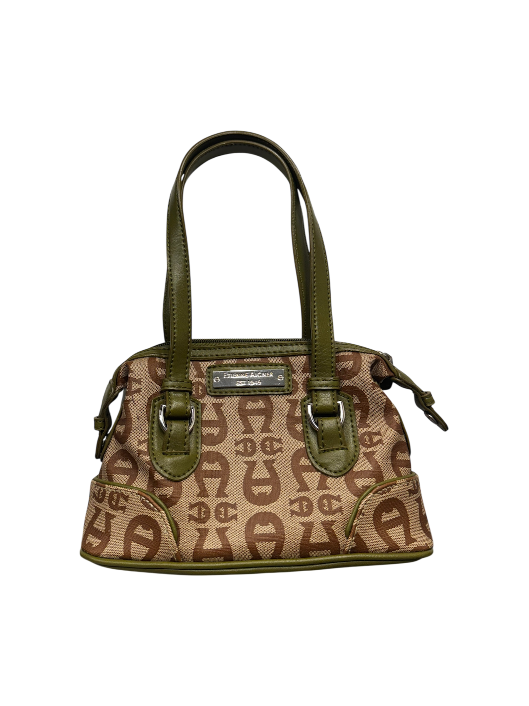 Vintage Etienne Aigner brown & green monogram mini bag