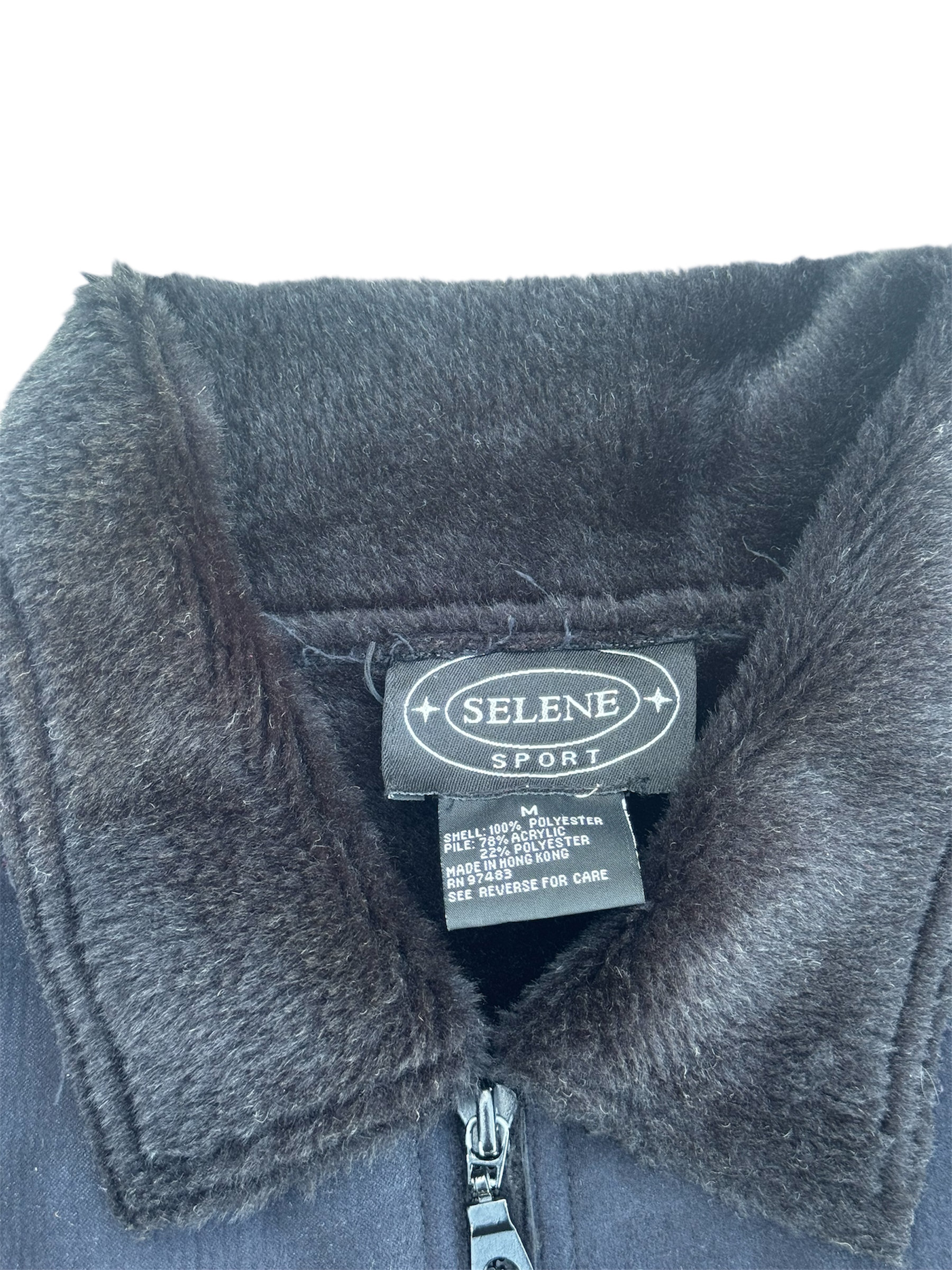 Black floral suede faux fur lined jacket / coat