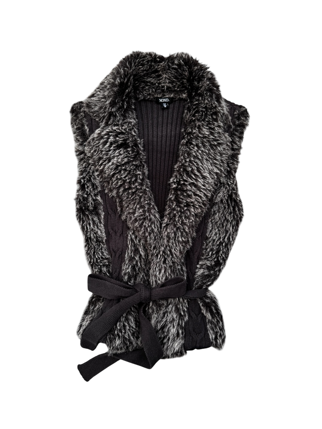 Brown y2k faux trim knit vest