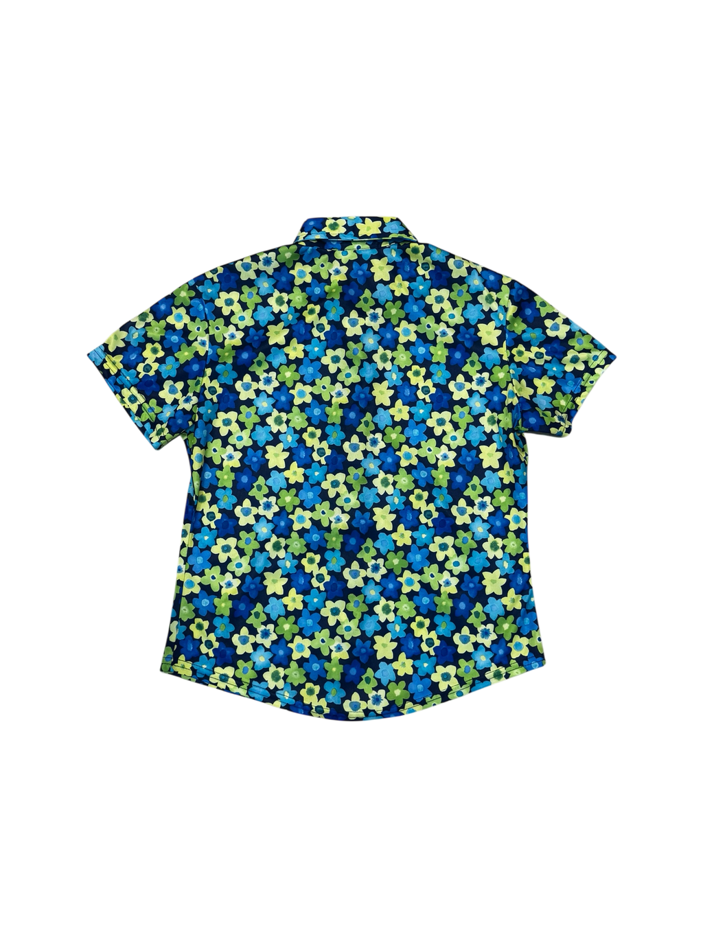 Green & blue floral pattern collared blouse