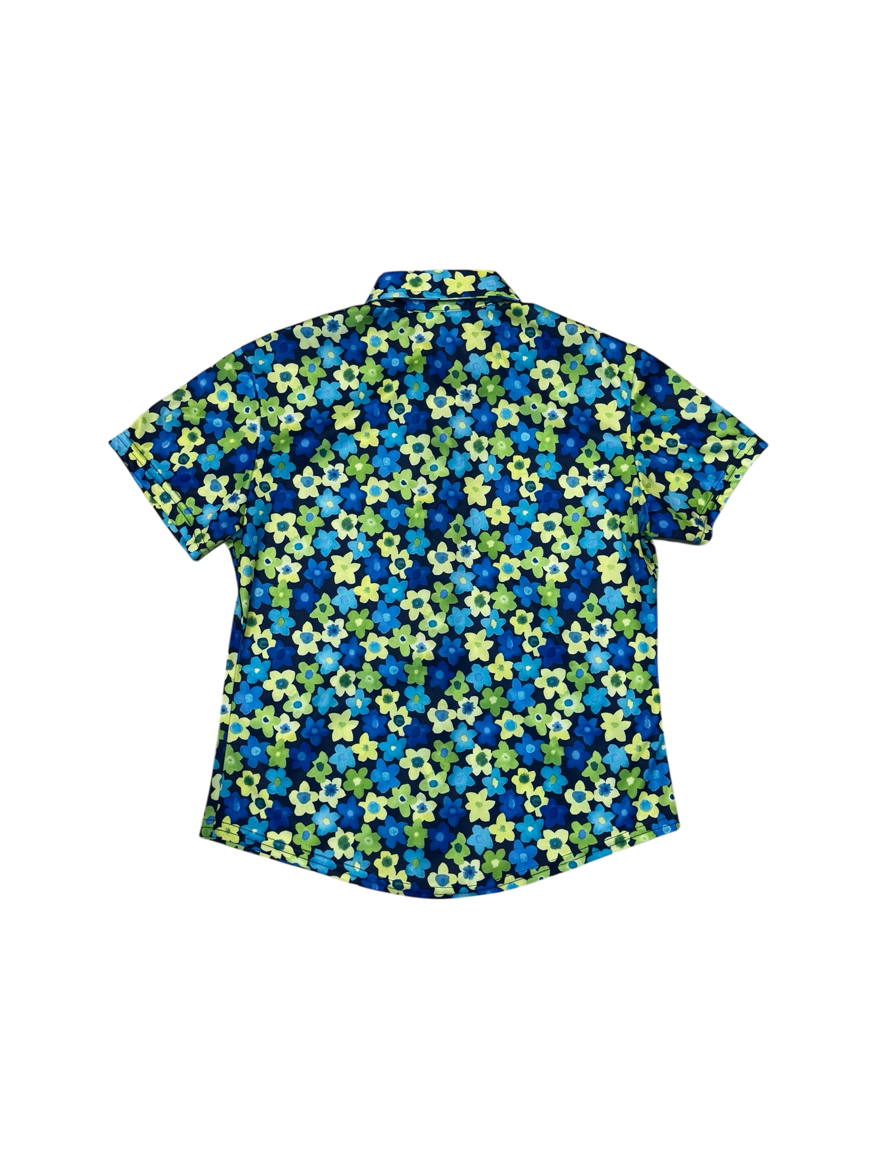 Green & blue floral pattern collared blouse