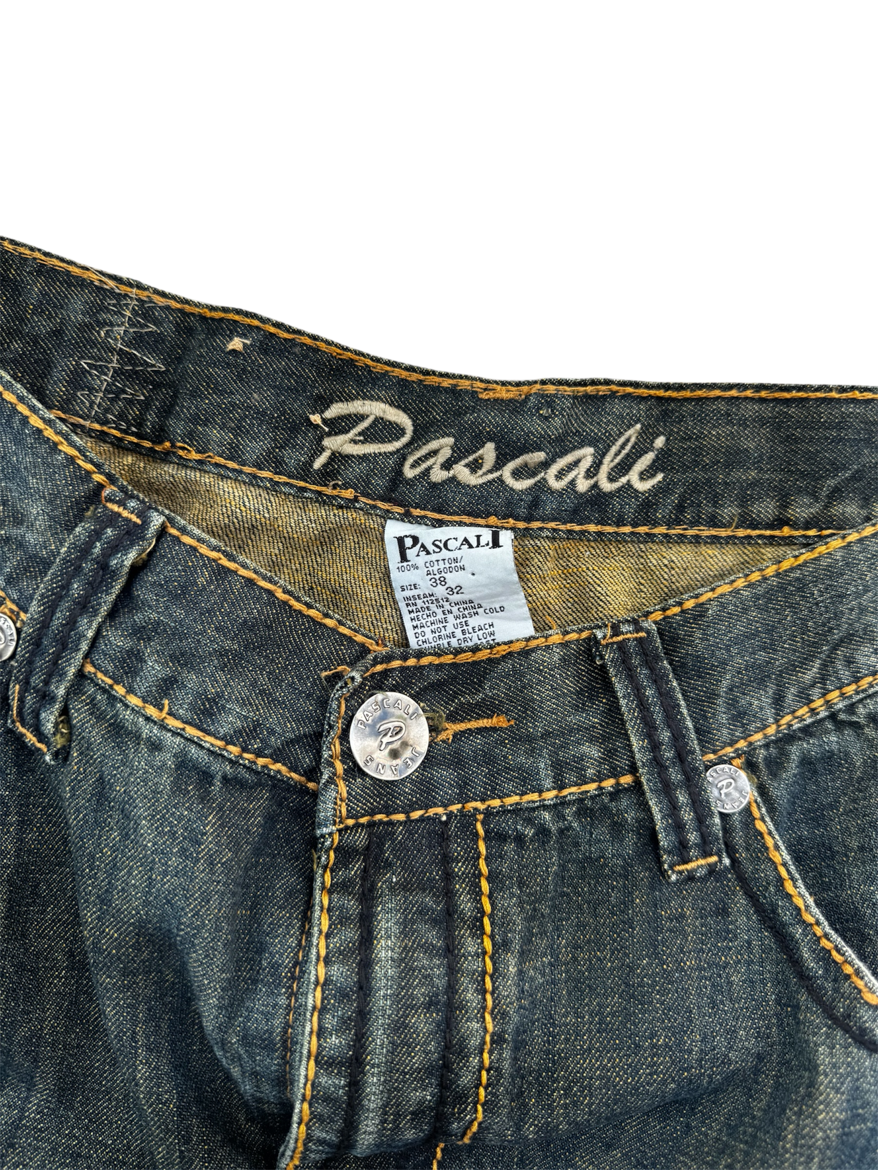 vintage distressed denim studded jeans