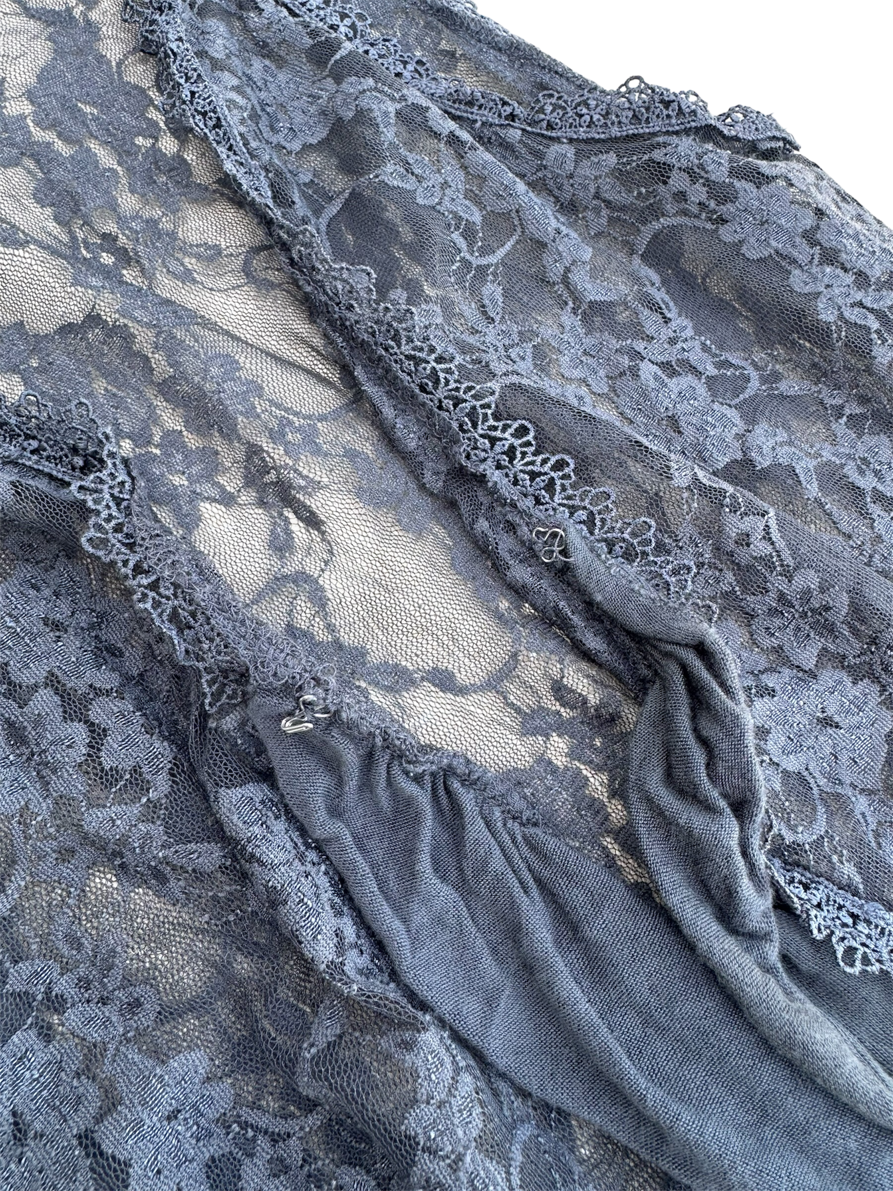 Gray Sheer lace blouse