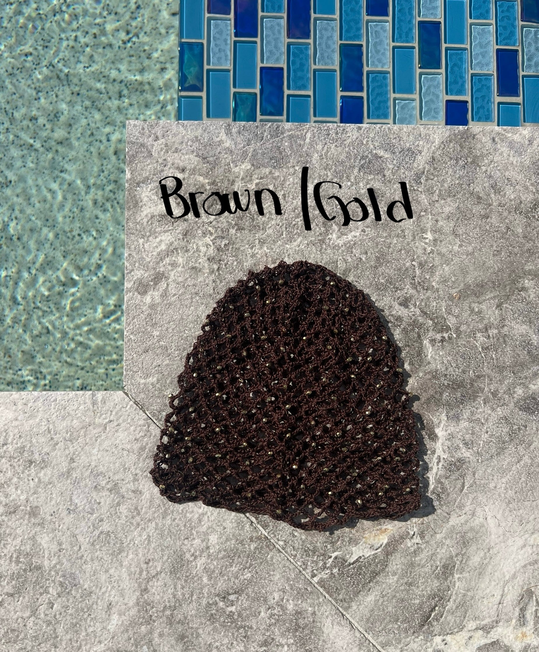 Crochet beaded fishnet skull caps