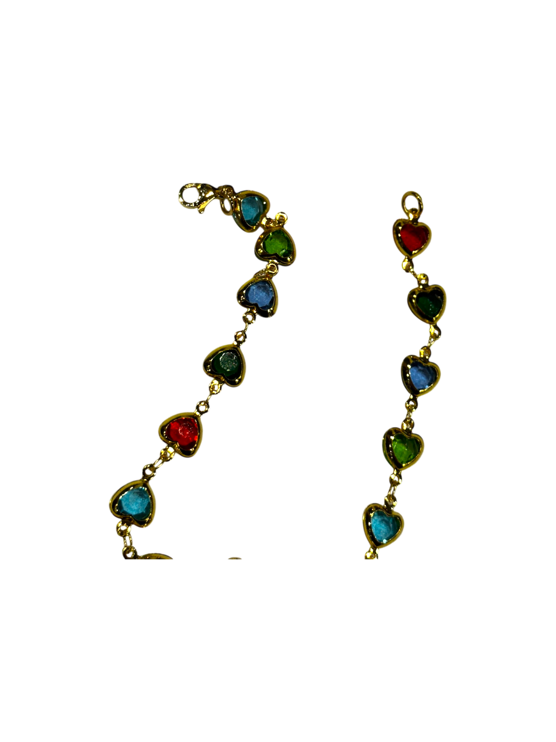 Colorful hearts gold chain bracelet
