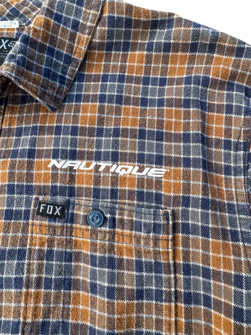 Vintage orange & blue FOX flannel shirt