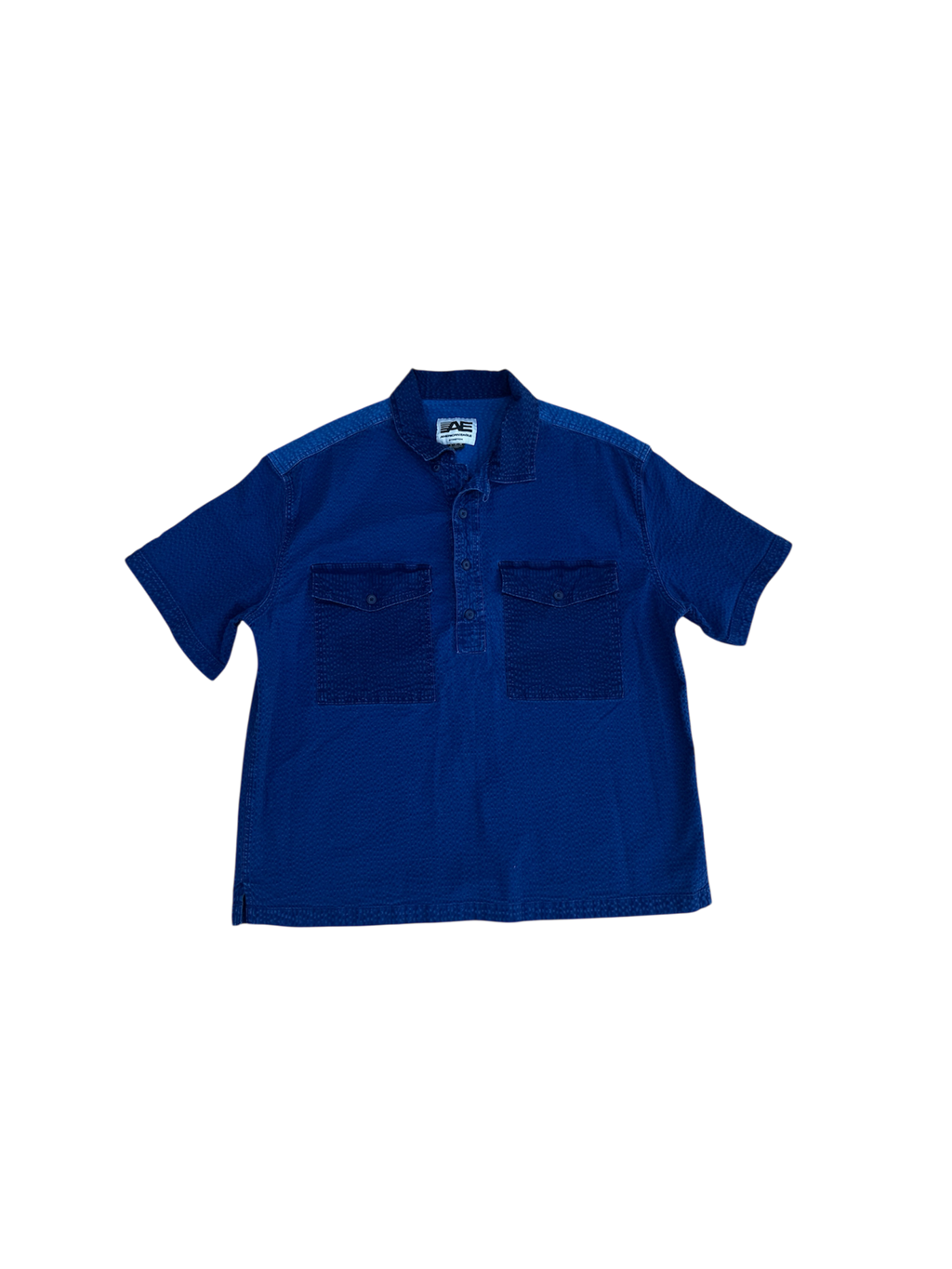 Blue boxy fit ‘denim’ collared shirt