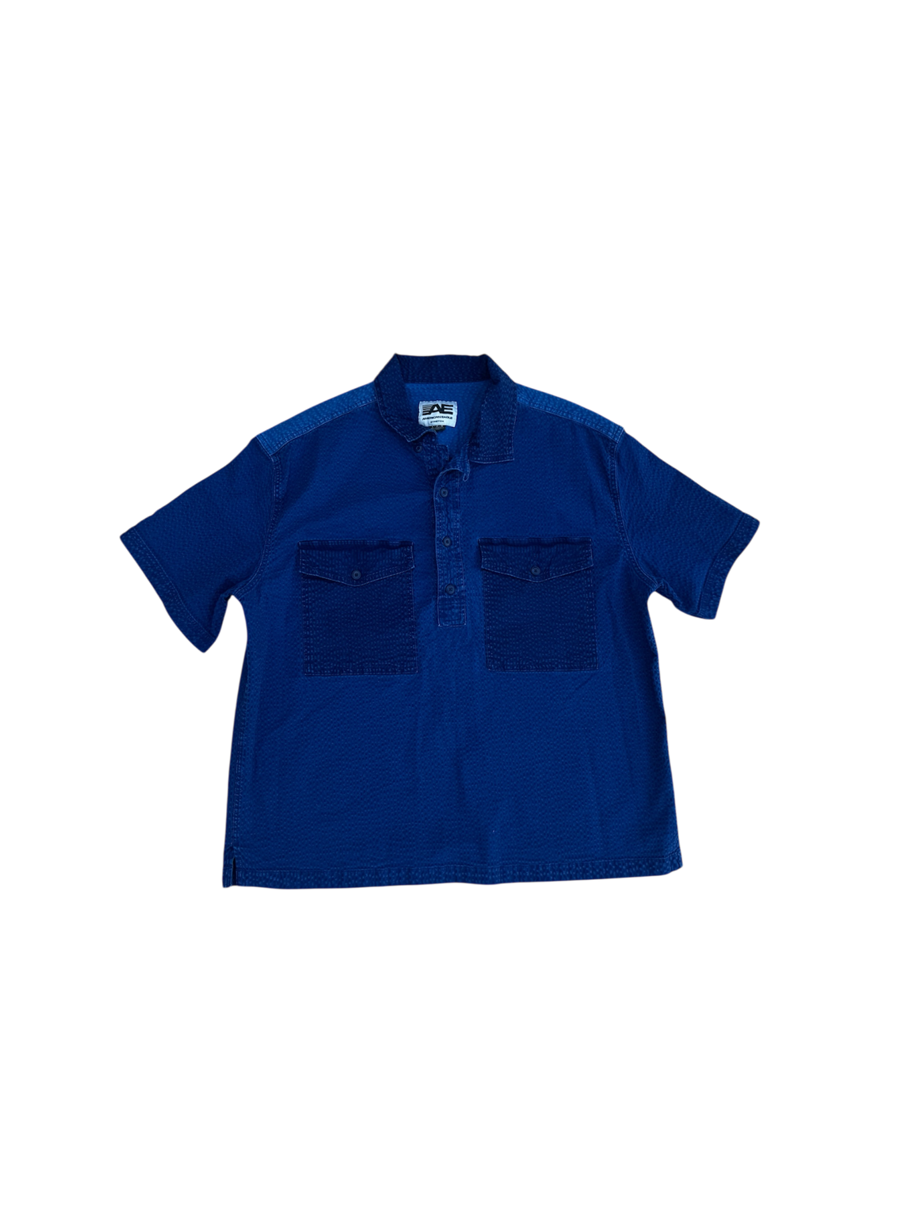 Blue boxy fit ‘denim’ collared shirt